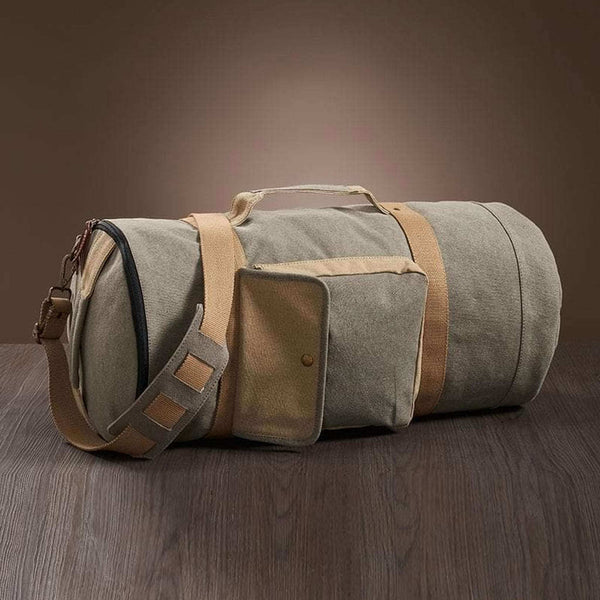 Mona B - Grey 100% Cotton Canvas Duffel Gym Travel And Sports Bag With ...