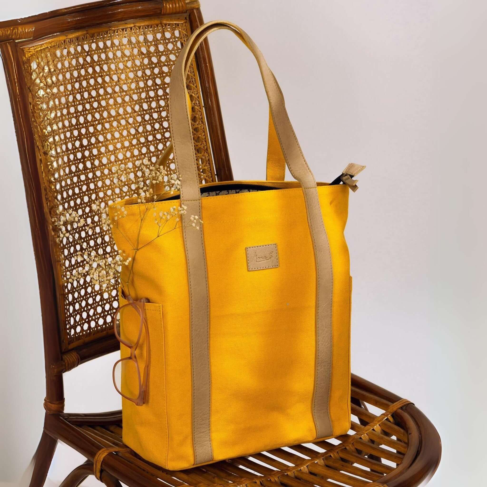 Mona B - Color Block Tote: Golden Rod - (M-2503)