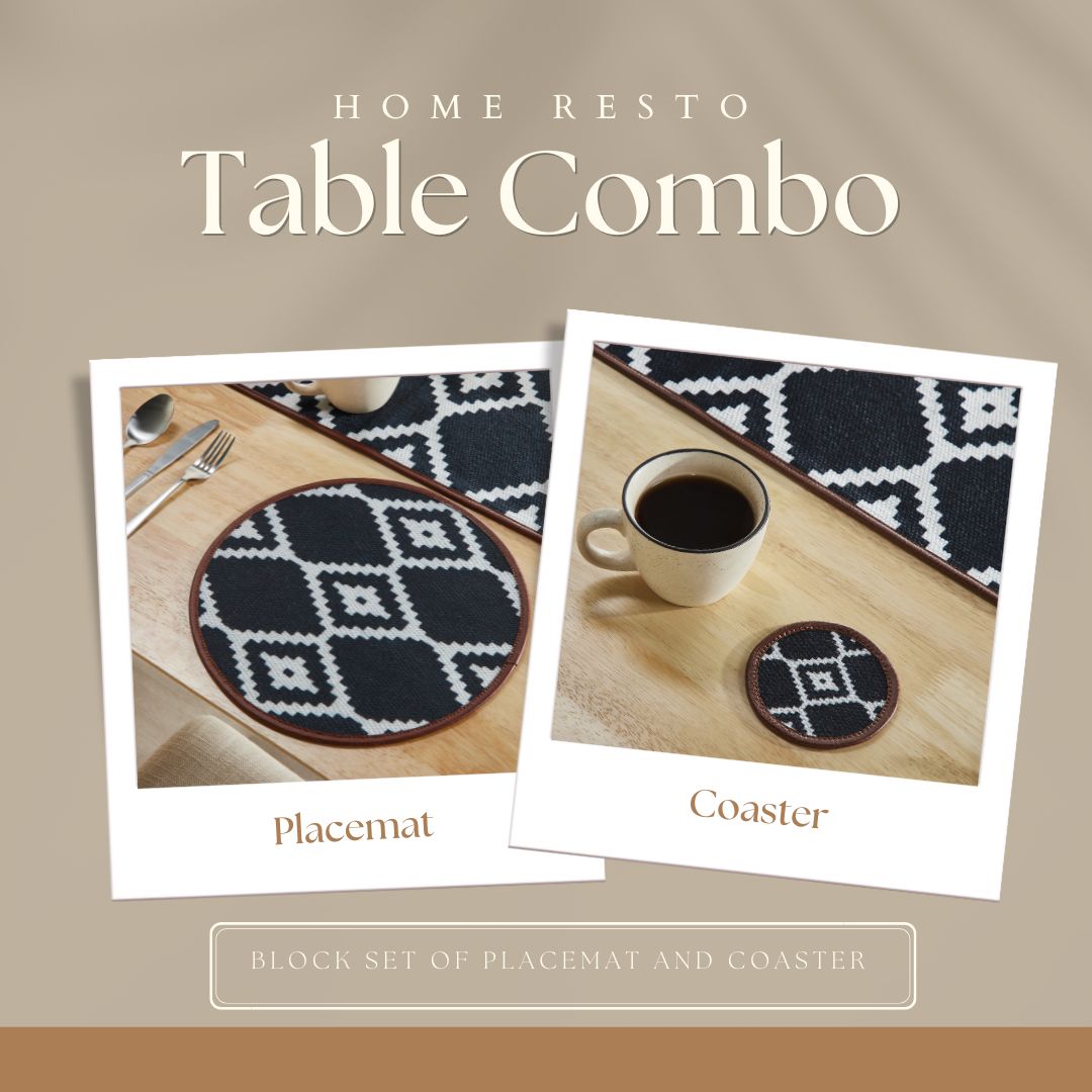 Mona B Block Set Dining Duo Stylish Placemats & Coasters for the Perfect Eco-Conscious Table