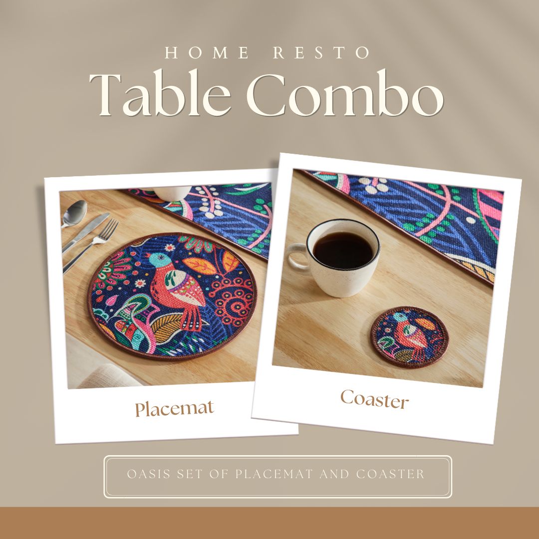 Mona B Oasis Set Dining Duo Stylish Placemats & Coasters for the Perfect Eco-Conscious Table