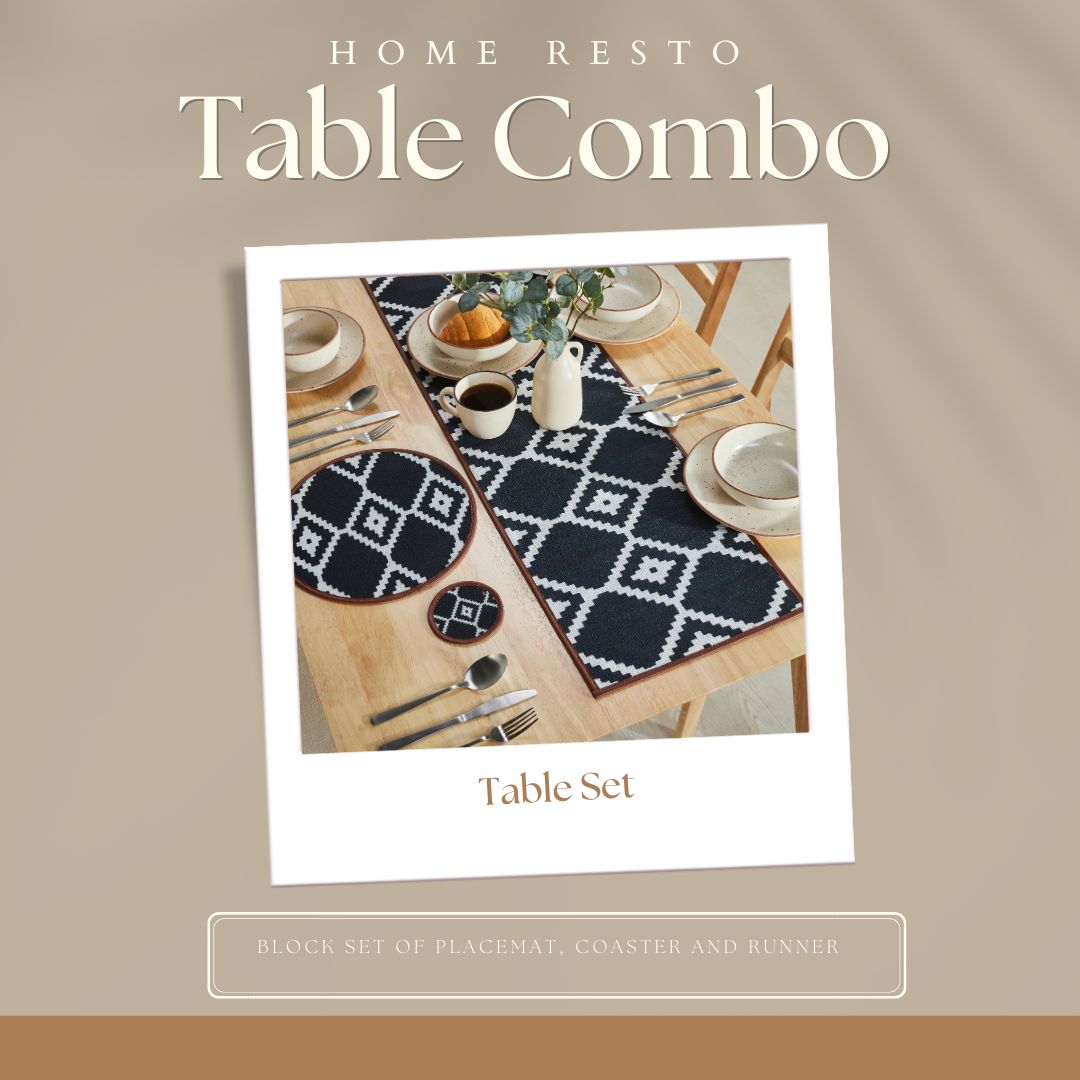 Mona B Block set Luxe Dining Ensemble Elevate Your Dining with the Ultimate Placemats, Coasters & Runner Combo