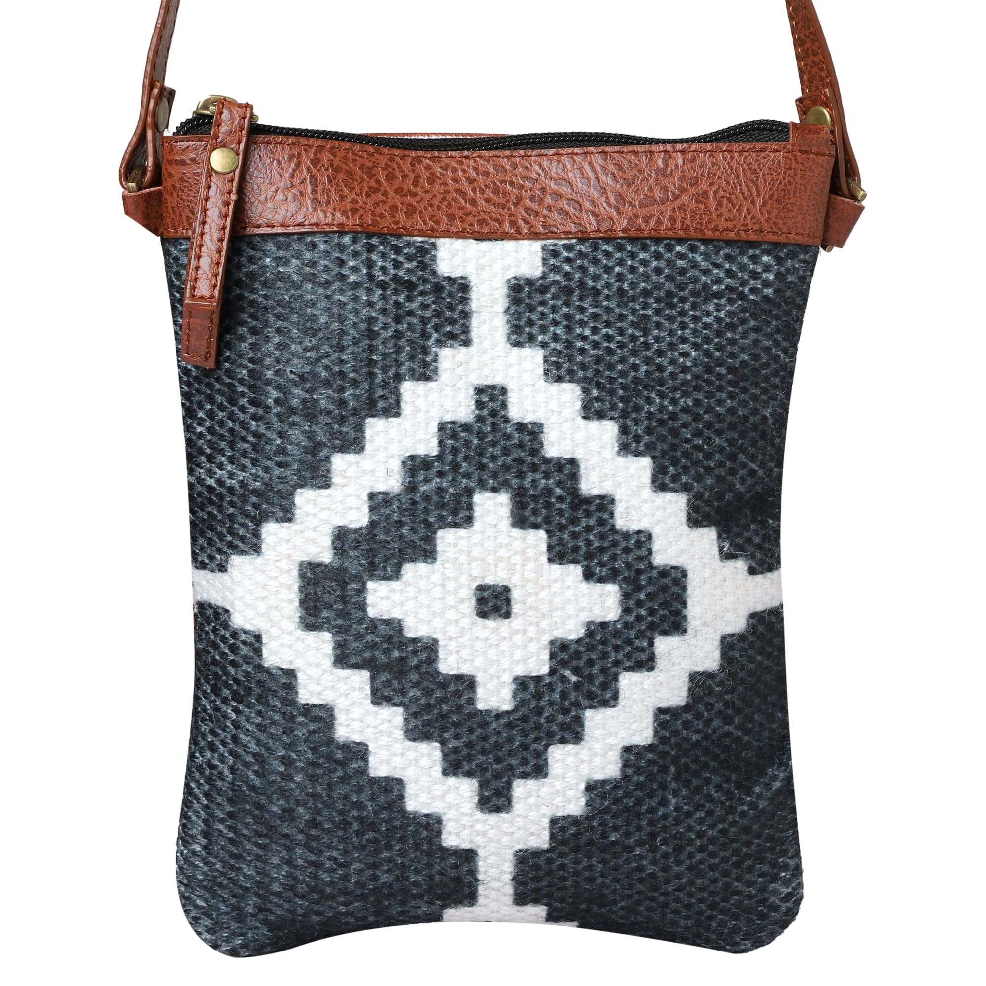 Mona B - Small Canvas Messenger Crossbody Bag | Wristlet Bag with Stylish Design for Women (Sloane) Brown