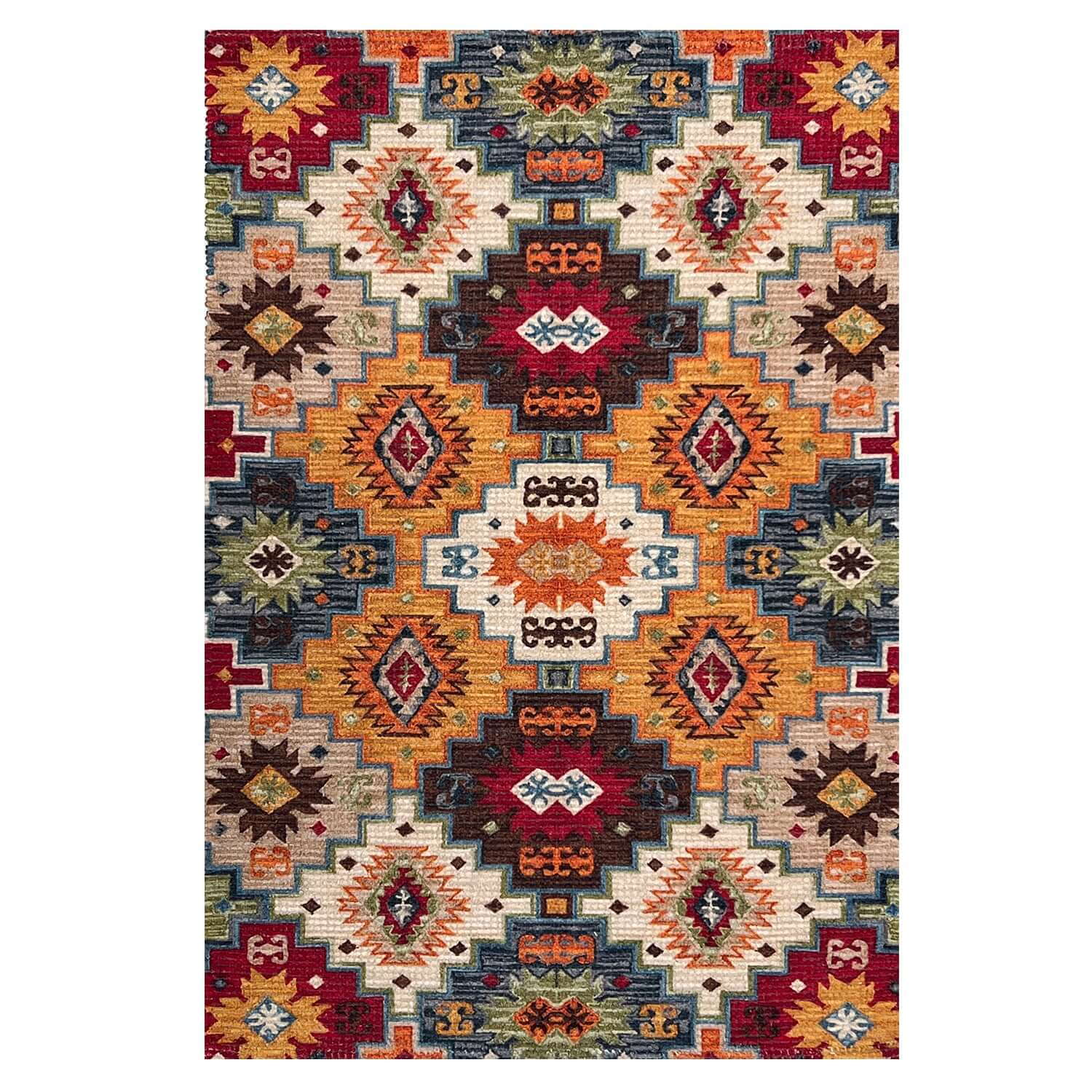 Mona B - Printed Vintage Dhurrie Carpet Rug Runner Floor Mat for Living Room Bedroom: 3.5 X 5.5 Feet Multi Color - PR-116 (4266)