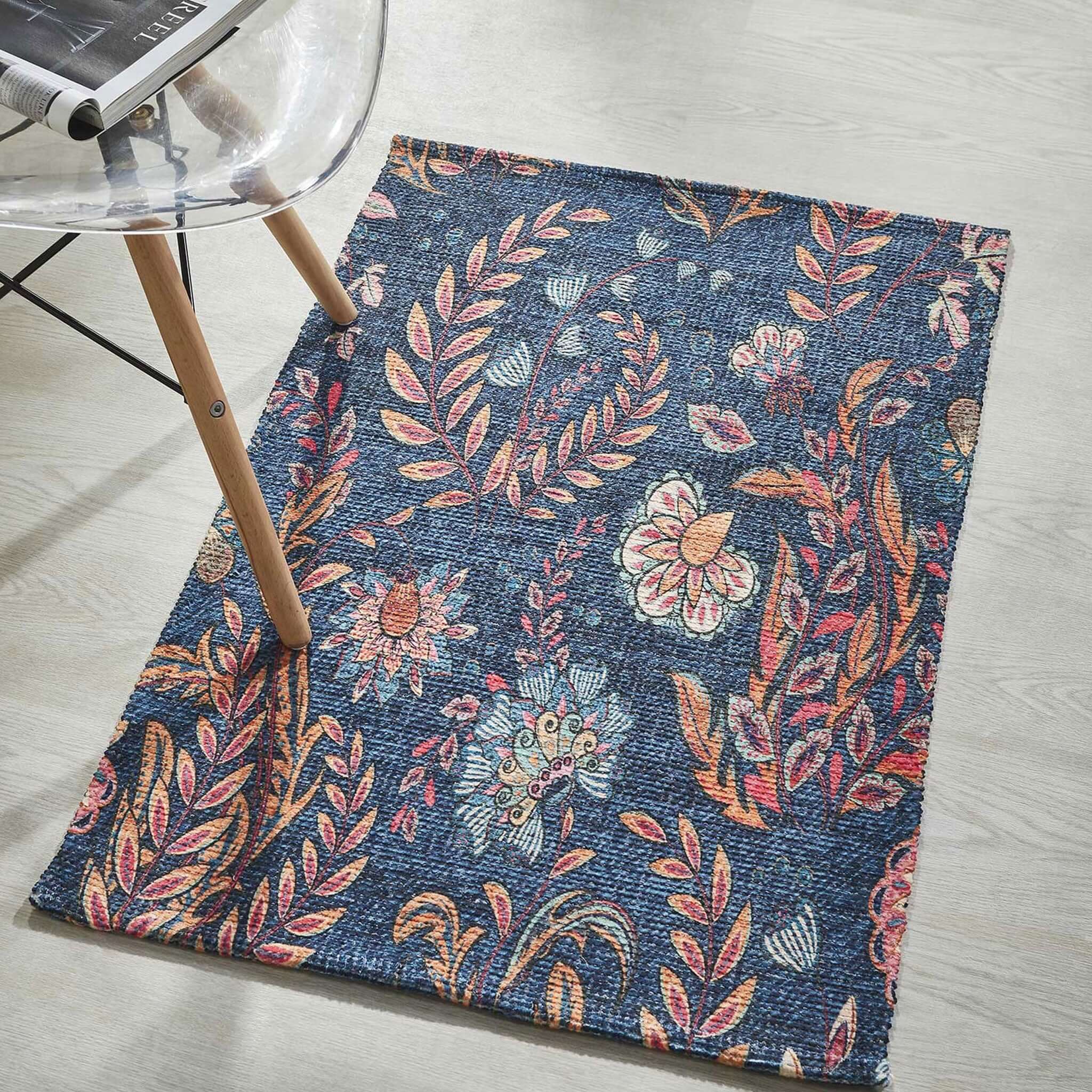 Mona B - Printed Vintage Dhurrie Carpet Rug Runner Floor Mat for Living Room Bedroom: 2 X 3 Feet Multi Color - PR-102 (2436)