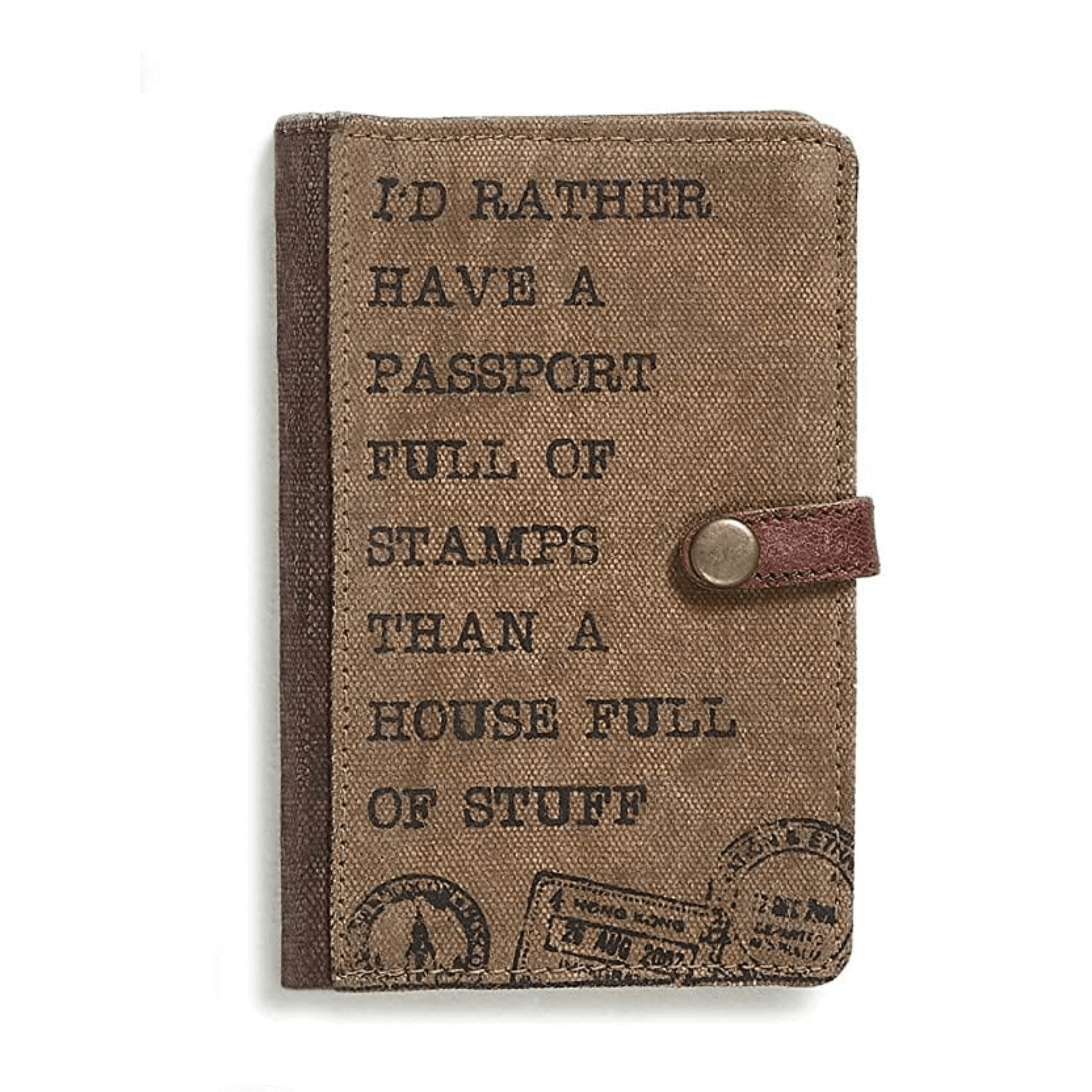 Mona B - Jet Lag Upcycled Canvas Passport Travel Wallet (M-4113, Brown)