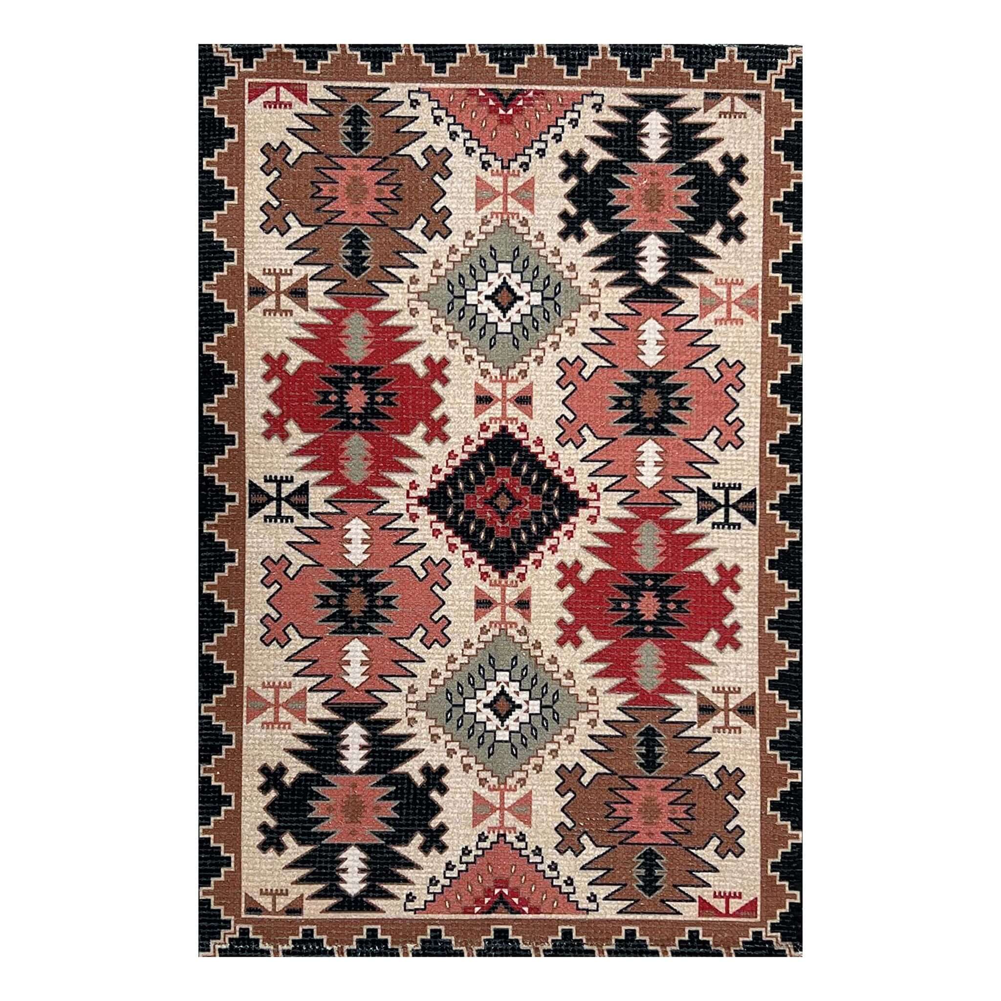 Mona B - Printed Vintage Dhurrie Carpet Rug Runner Floor Mat for Living Room Bedroom: 3.5 X 5.5 Feet Multi Color - PR-112 (4266)