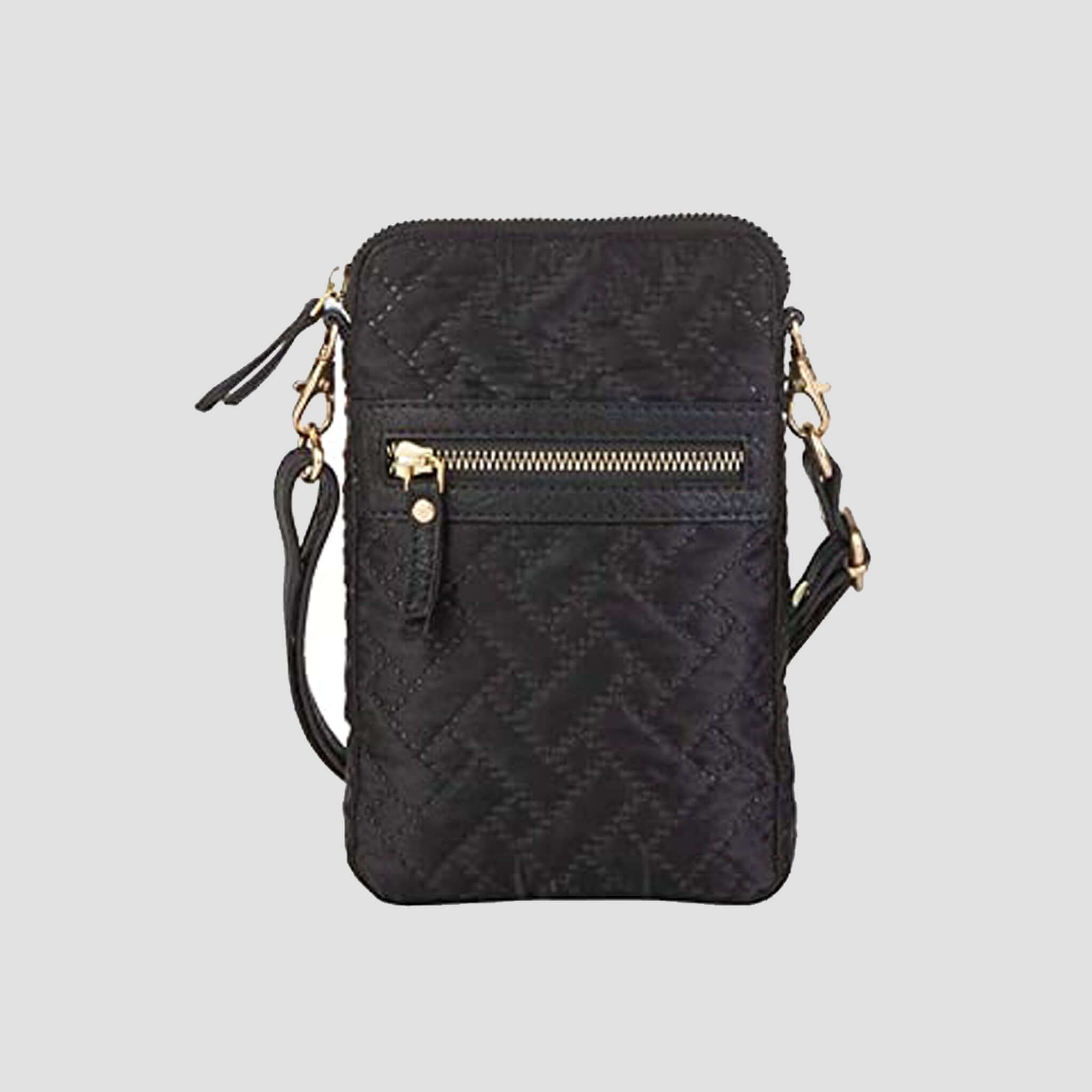 Mona B - Small Recycled Quilted Polyester Messenger Crossbody Sling Bag with Stylish Design for Women: Black