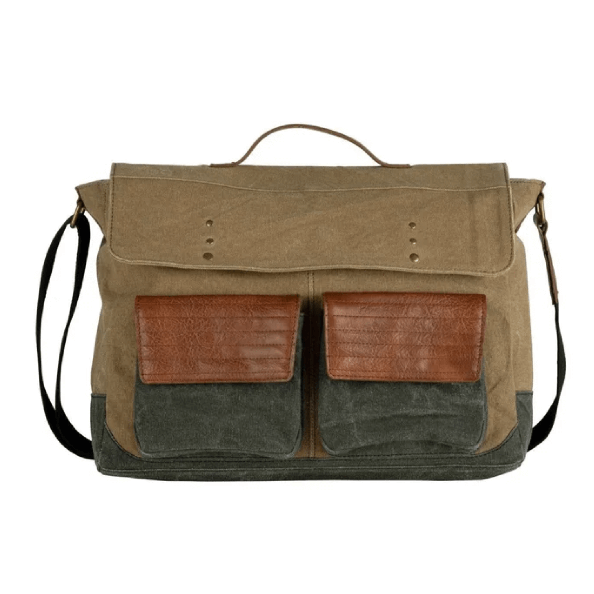 Mona B - Upcycled Canvas Messenger Crossbody Laptop Bag for Upto 14" Laptop/Mac Book/Tablet with Stylish Design for Men and Women: Brad