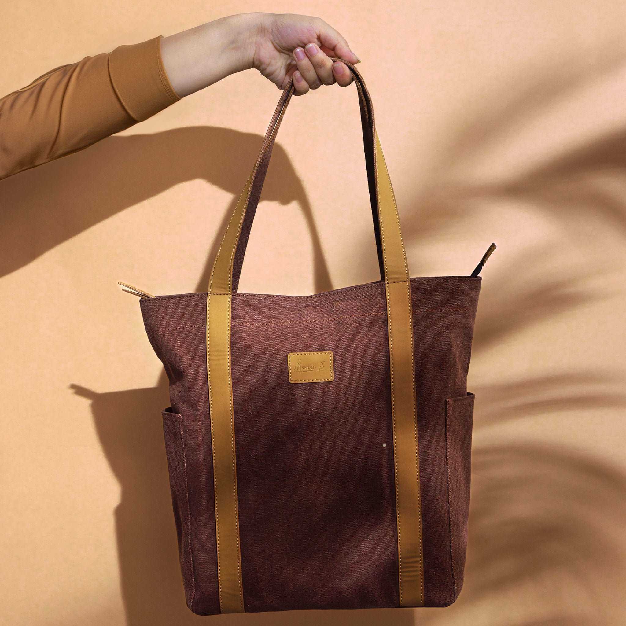 Mona B - Color Block Tote: Brown - (M-2501)