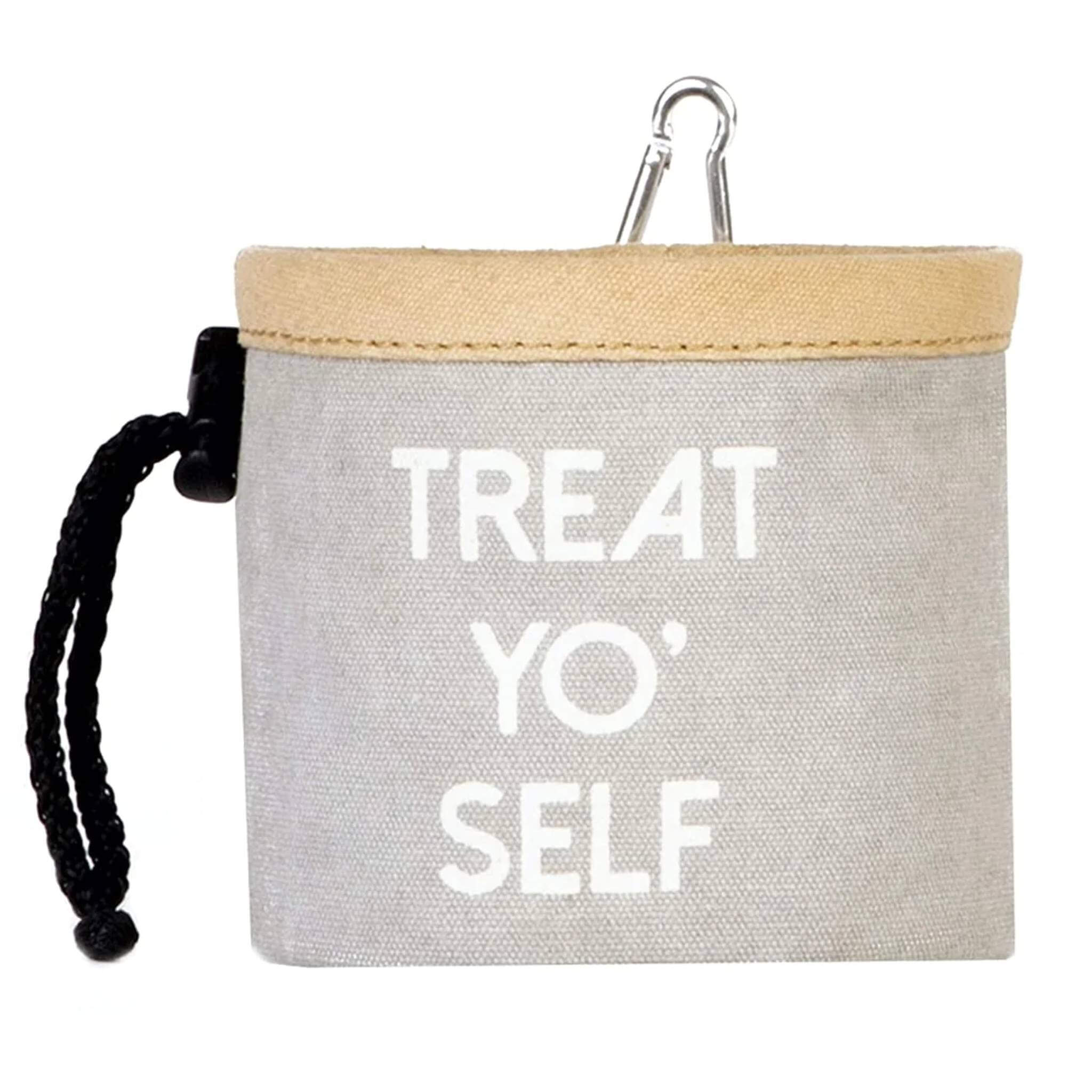 Mona B - Treat Yo'self Portable Upcycled Canvas Treat Bag with Vegan Leather Trim M-5747