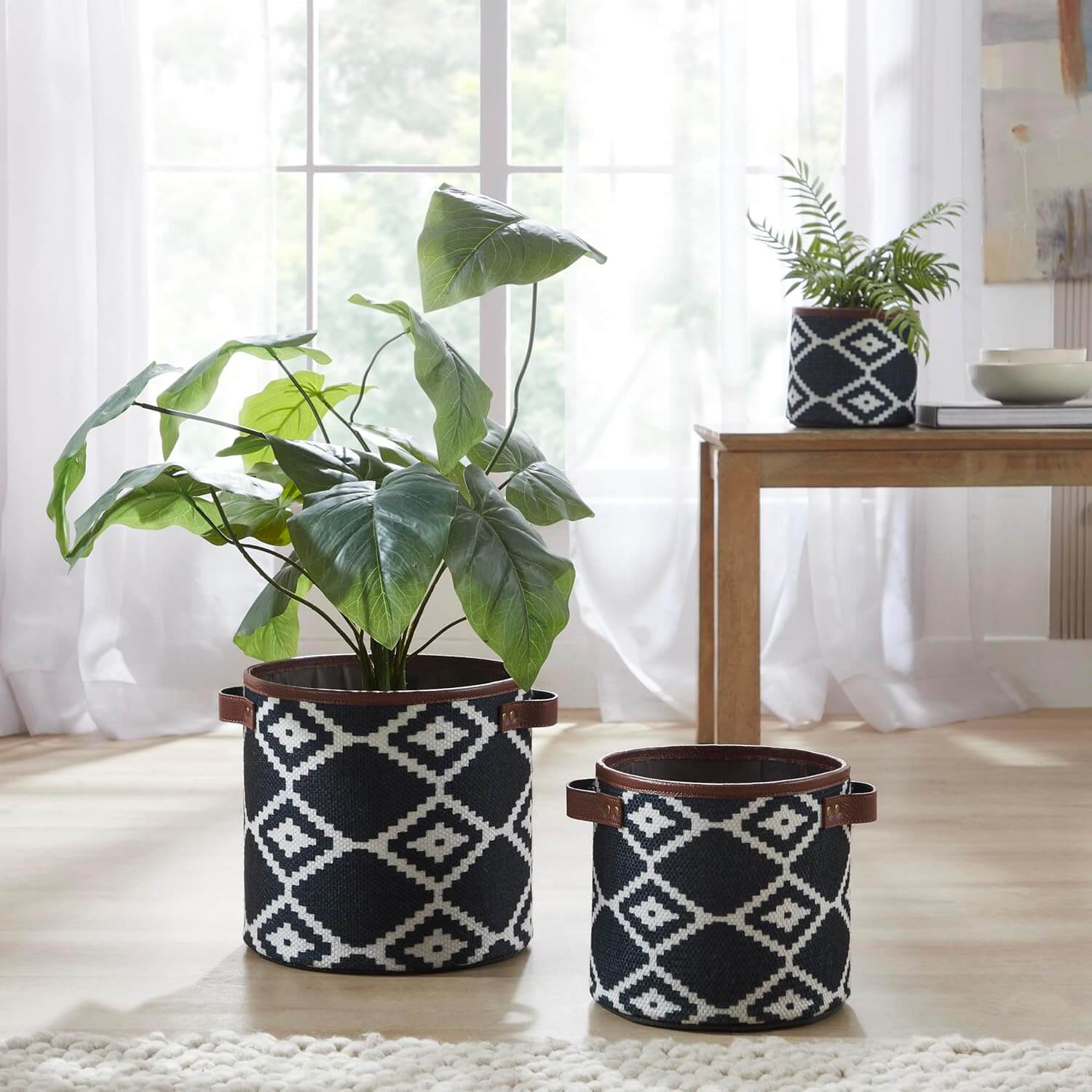 Mona B Trio of Green Elegance Block Transform Your Space with Our Set of 3 Stylish Planters