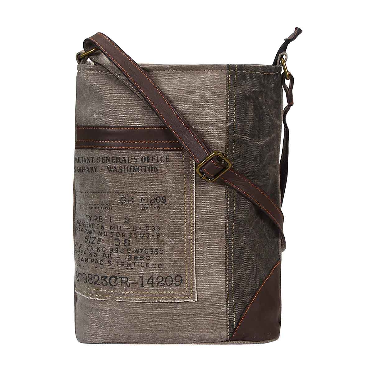 Mona B - 100% Cotton Canvas Messenger Crossbody Vintage Sling Bag with Stylish Design for Women: Escape (Grey)