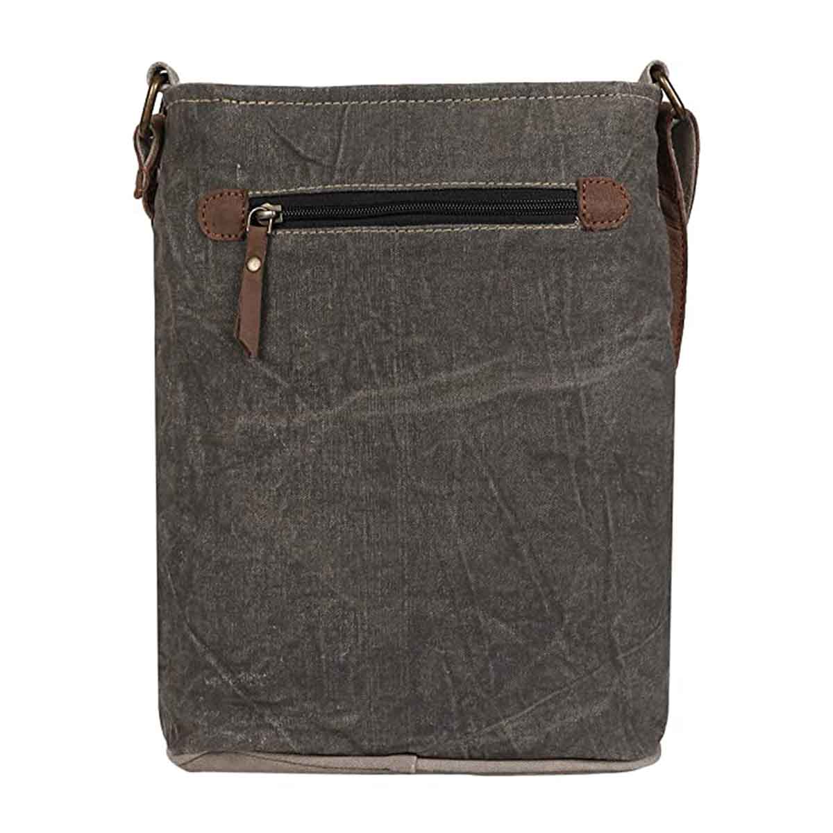 Mona B - 100% Cotton Canvas Messenger Crossbody Vintage Sling Bag with Stylish Design for Women: Escape (Grey)