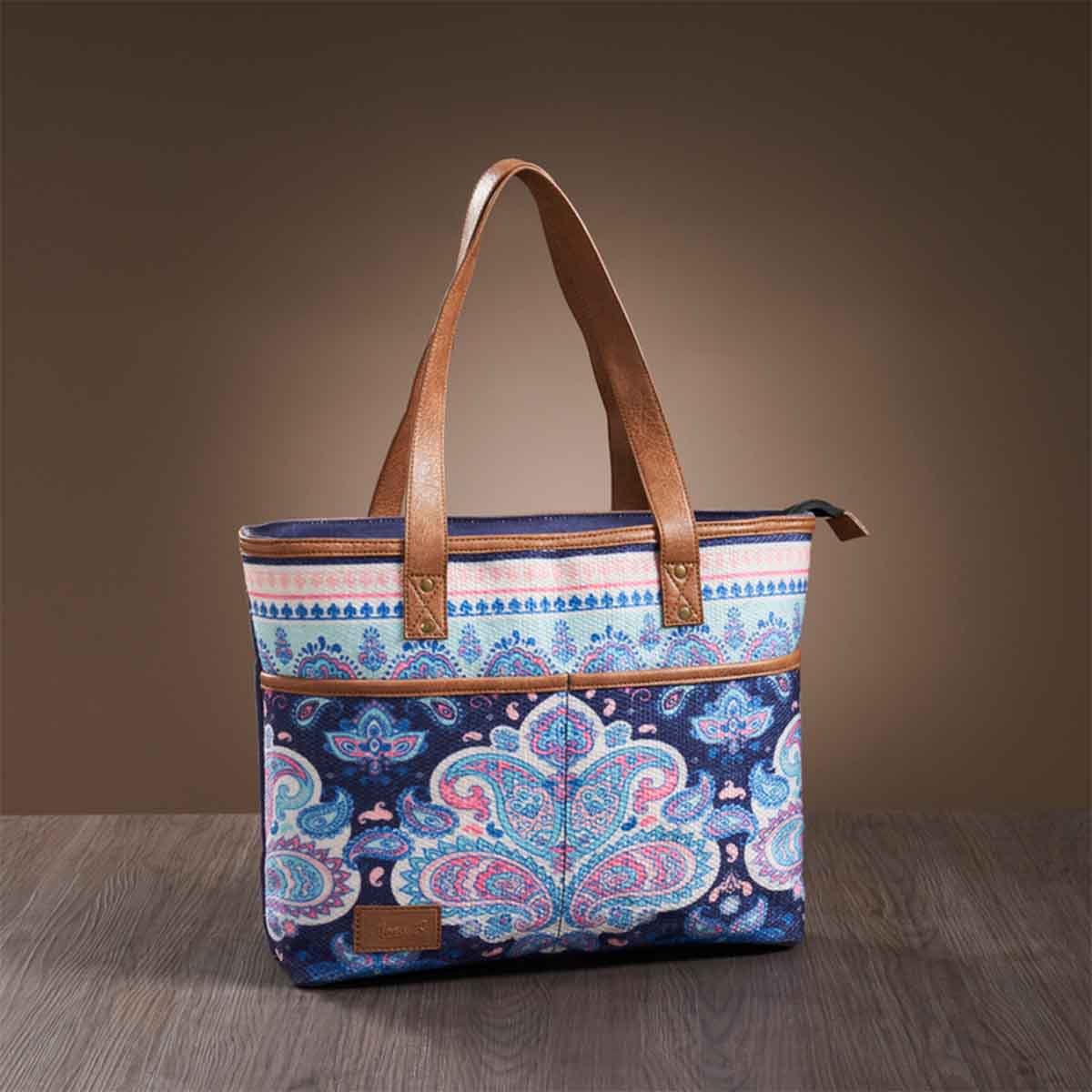 Mona B Large Kilim Inspired Canvas Handbag for Women | Zipper Tote Bag | Crossbody Bag | Stylish Vintage Shoulder Bags for Women: Multi - M-7007