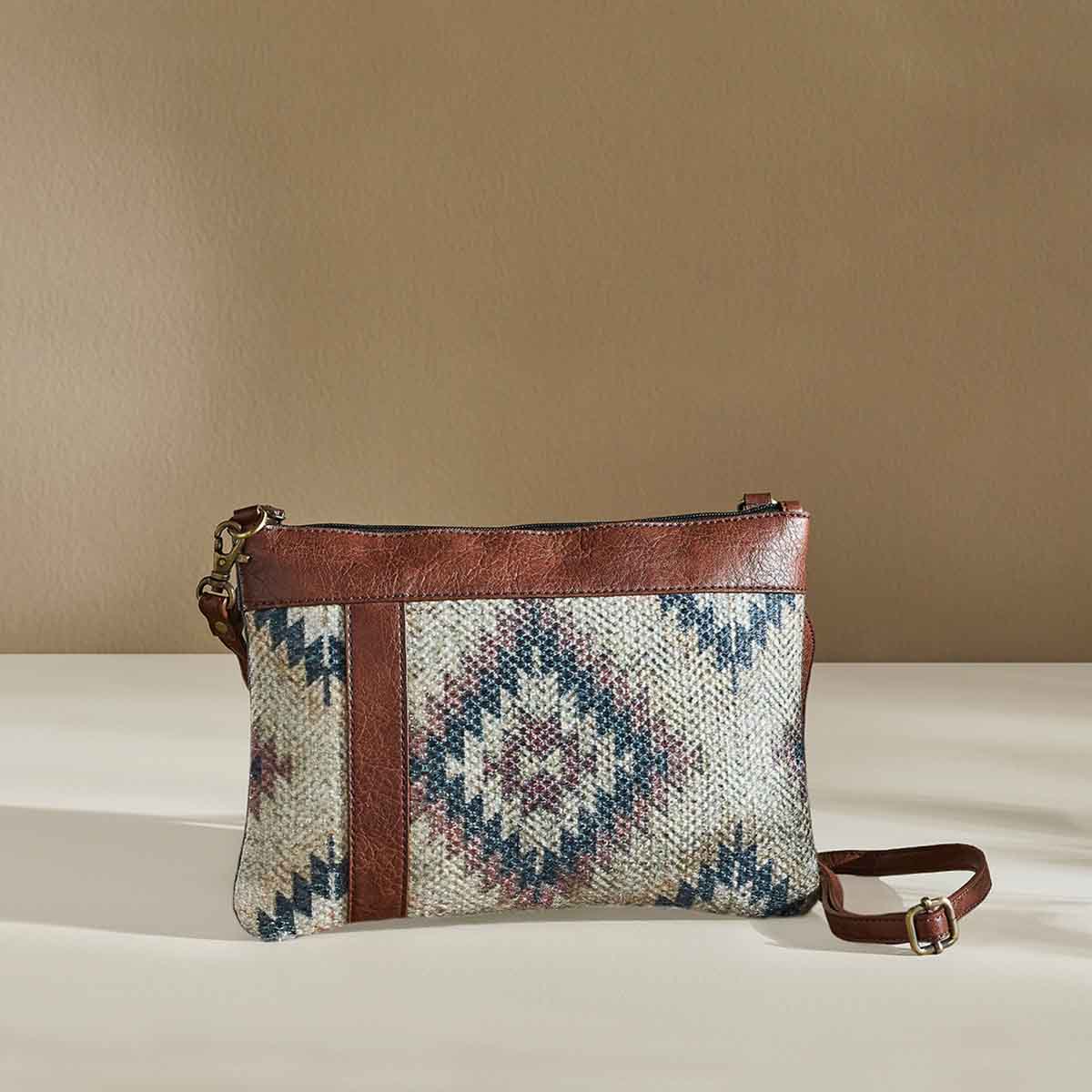 Mona B - Small Canvas Messenger Crossbody Bag | Wristlet Bag with Stylish Design for Women: Medallion