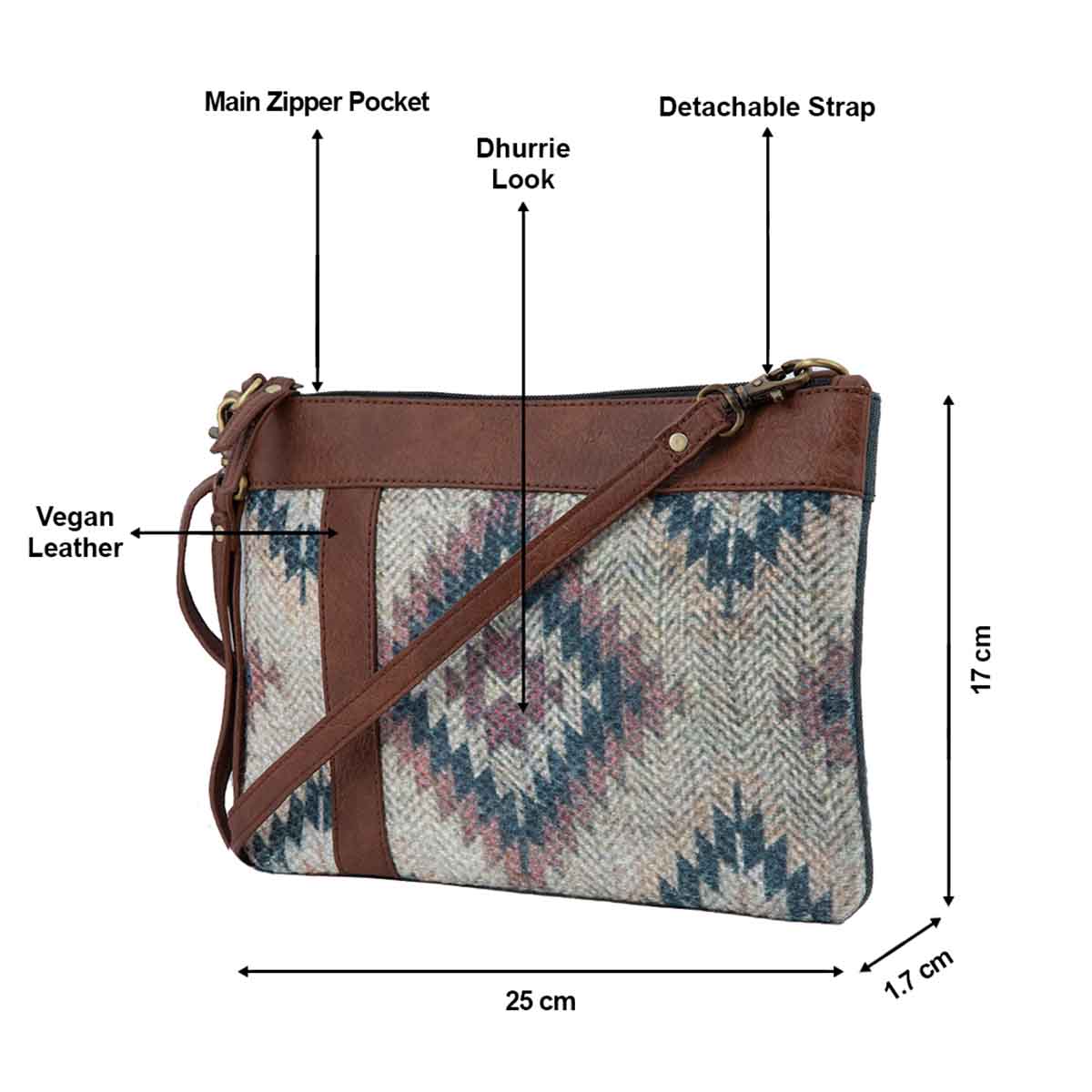 Mona B - Small Canvas Messenger Crossbody Bag | Wristlet Bag with Stylish Design for Women: Medallion