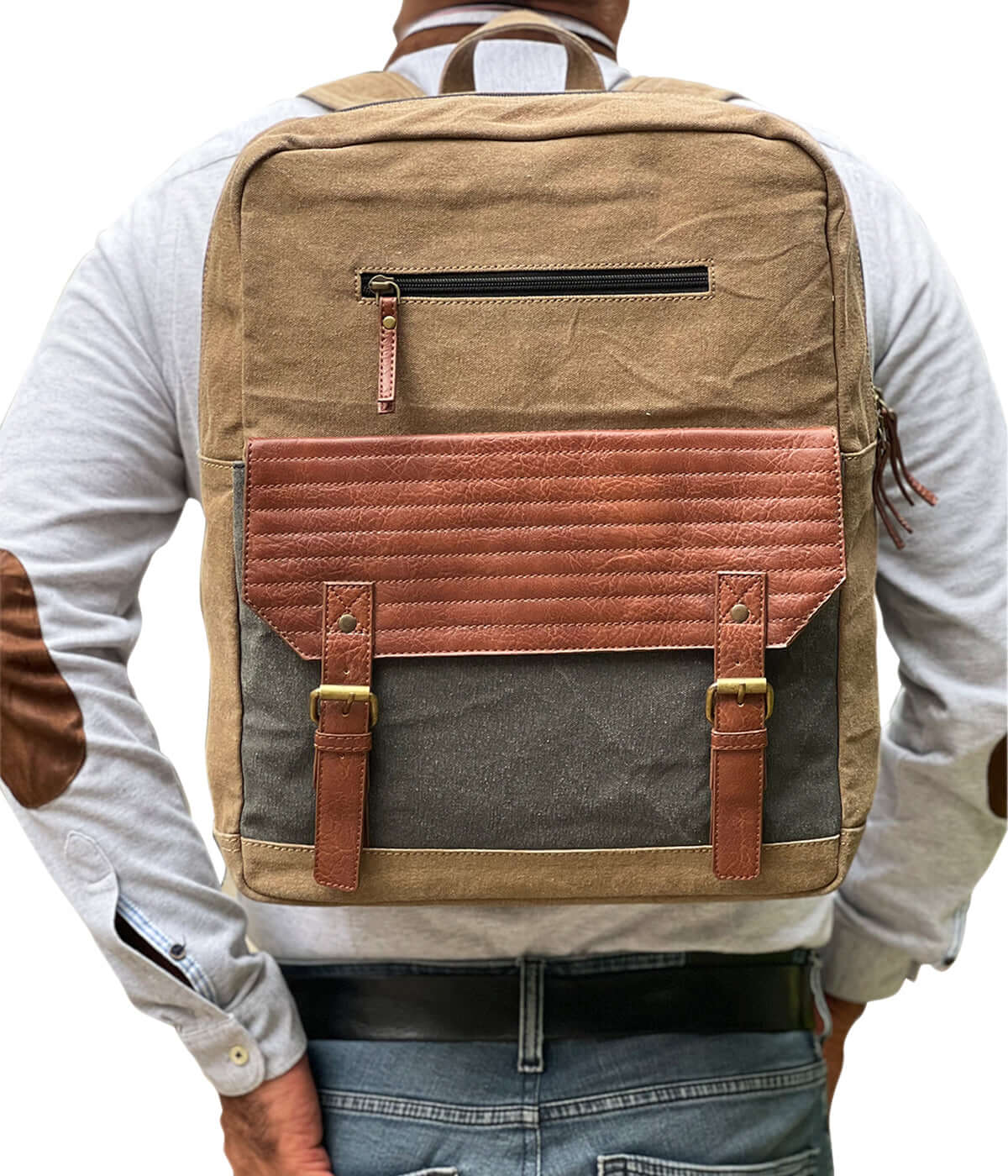 Mona B - Upcycled Canvas Backpack for Office | School and College with Upto 14 Laptop/ Mac Book/ Tablet with Stylish Design for Men and Women: Brad