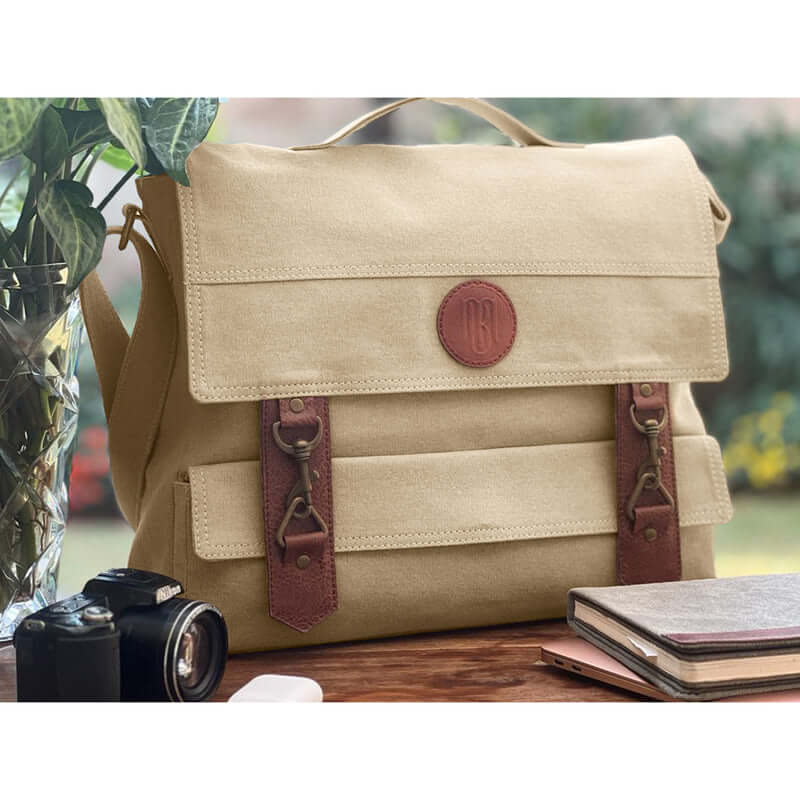 Mona B - Unisex Canvas Messenger Crossbody Laptop/Tablet/MacBook Bag: Flint