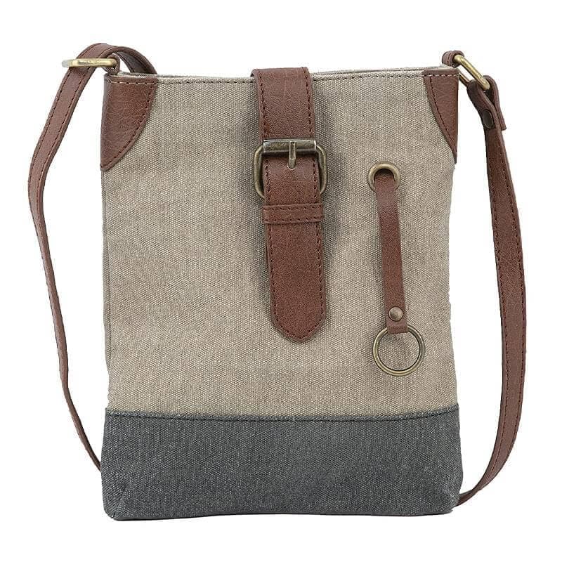 Mona B - 100% Cotton Canvas Small Messenger Crossbody Multicolor Vintage Sling Bag with Stylish Design for Women (Stone)