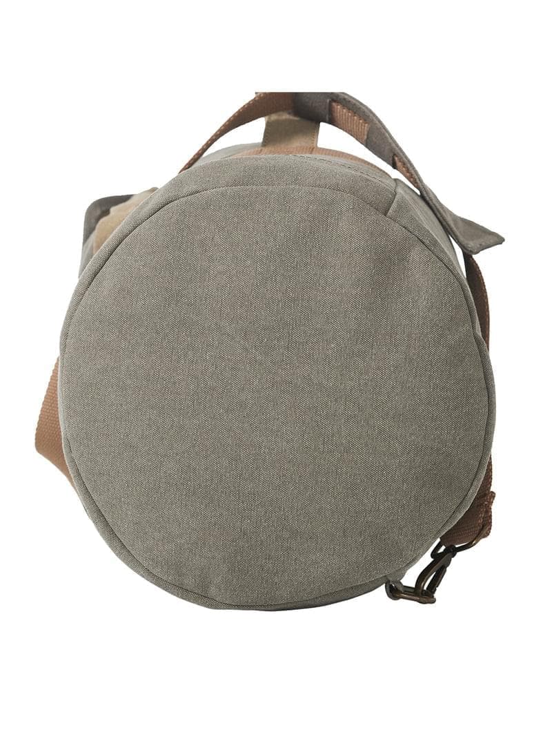 Mona B - Grey 100% Cotton Canvas Duffel Gym Travel and Sports Bag with Outside Snap Pocket and Stylish Design for Men and Women