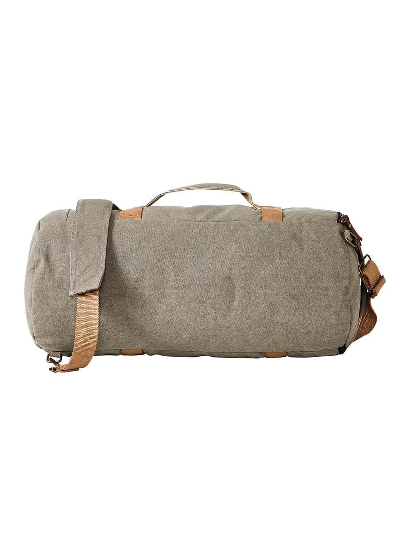 Mona B - Grey 100% Cotton Canvas Duffel Gym Travel and Sports Bag with Outside Snap Pocket and Stylish Design for Men and Women