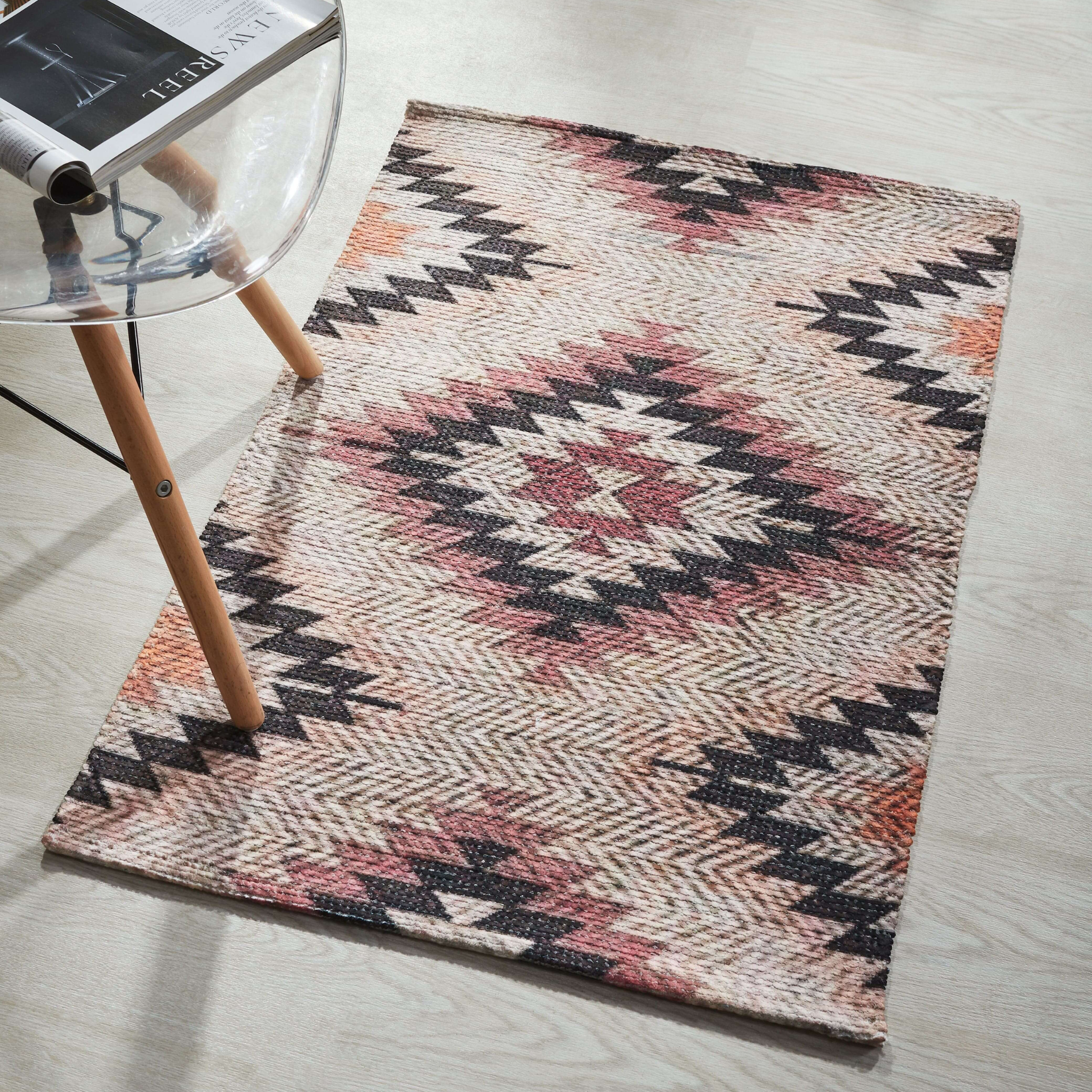 Mona B - Printed Vintage Dhurrie Carpet Rug Runner Floor Mat for Living Room Bedroom: 2 X 3 Feet Multi Color - PR-107 (2436)