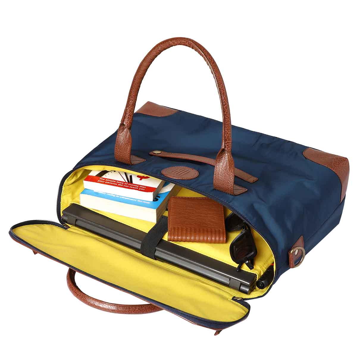 Mona B - Unisex Messenger | Small Overnighter Bag for upto 14" Laptop/Mac Book/Tablet with Stylish Design: Ohio Navy - RP-306 NAV