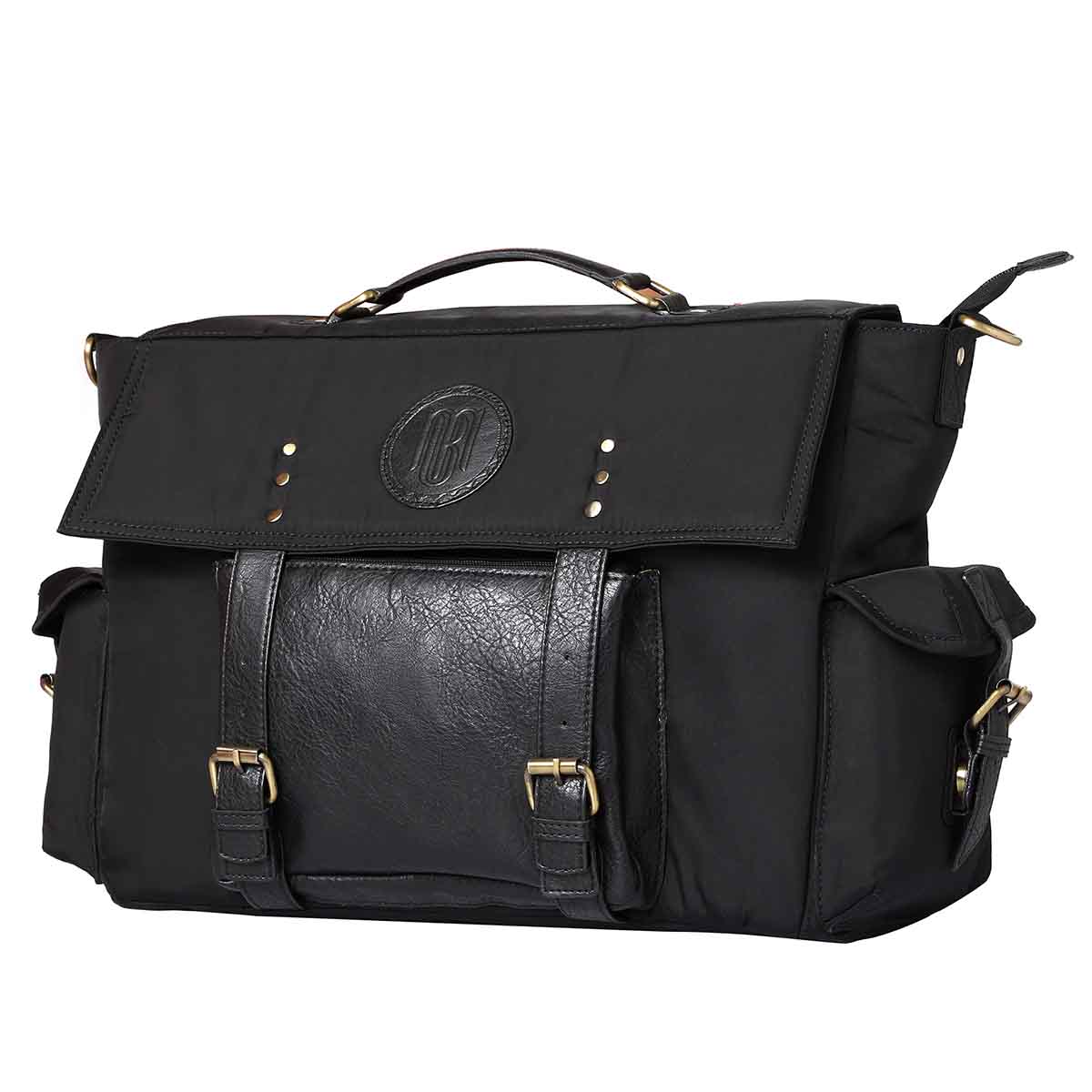 Mona B - Unisex Messenger Bag for upto 14" Laptop/Mac Book/Tablet with Stylish Design: Hudson Black - RP-307 BLK