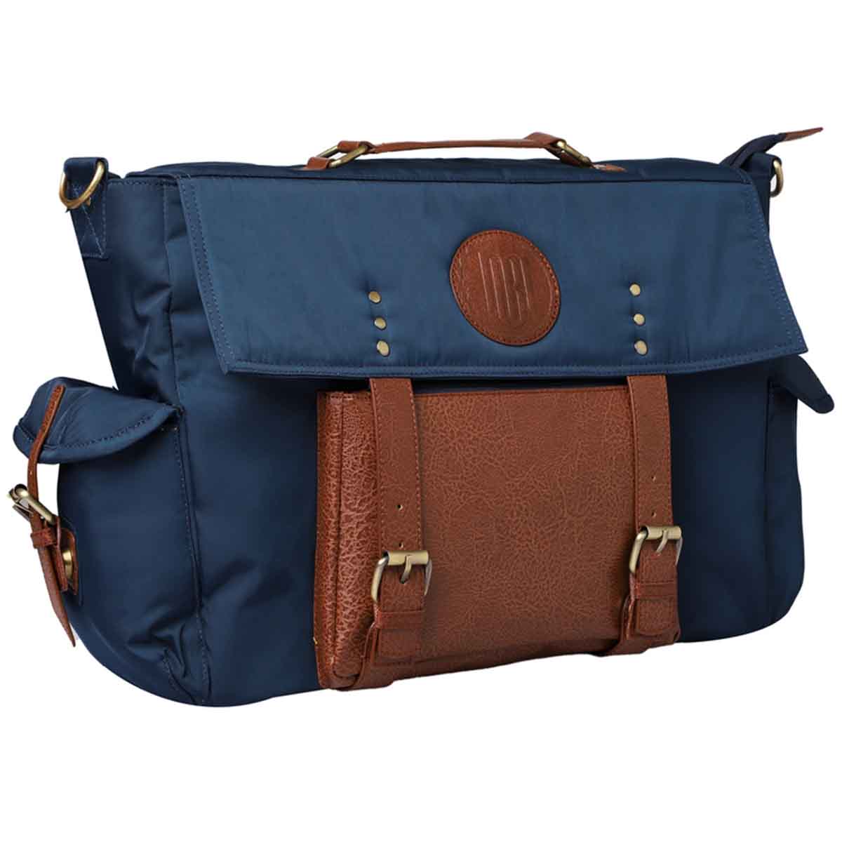 Mona B - Unisex Messenger Bag for upto 14" Laptop/Mac Book/Tablet with Stylish Design: Hudson Navy - RP-307 NAV