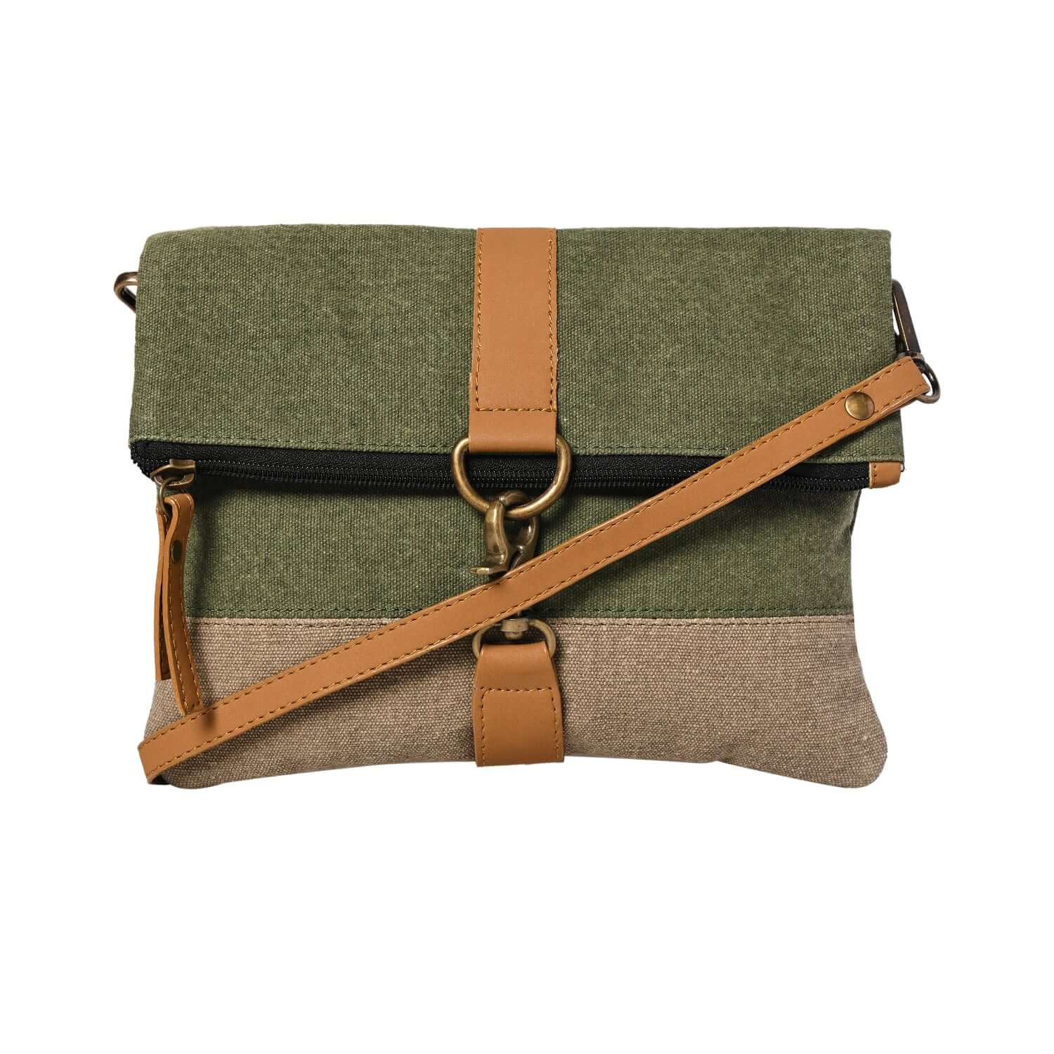 Mona B - Women's Finley Canvas Recycled Crossbody Bag (Moss) - (M-2511)