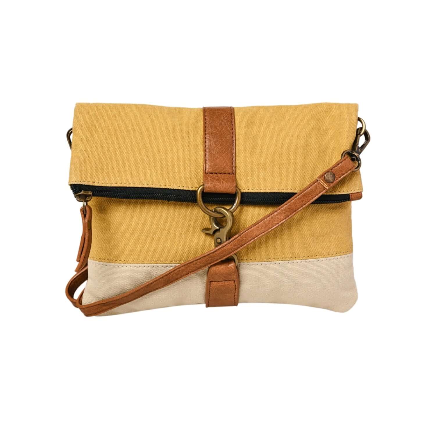 Mona B - Women's Finley Canvas Recycled Crossbody Bag (Gold) - (M-2512)