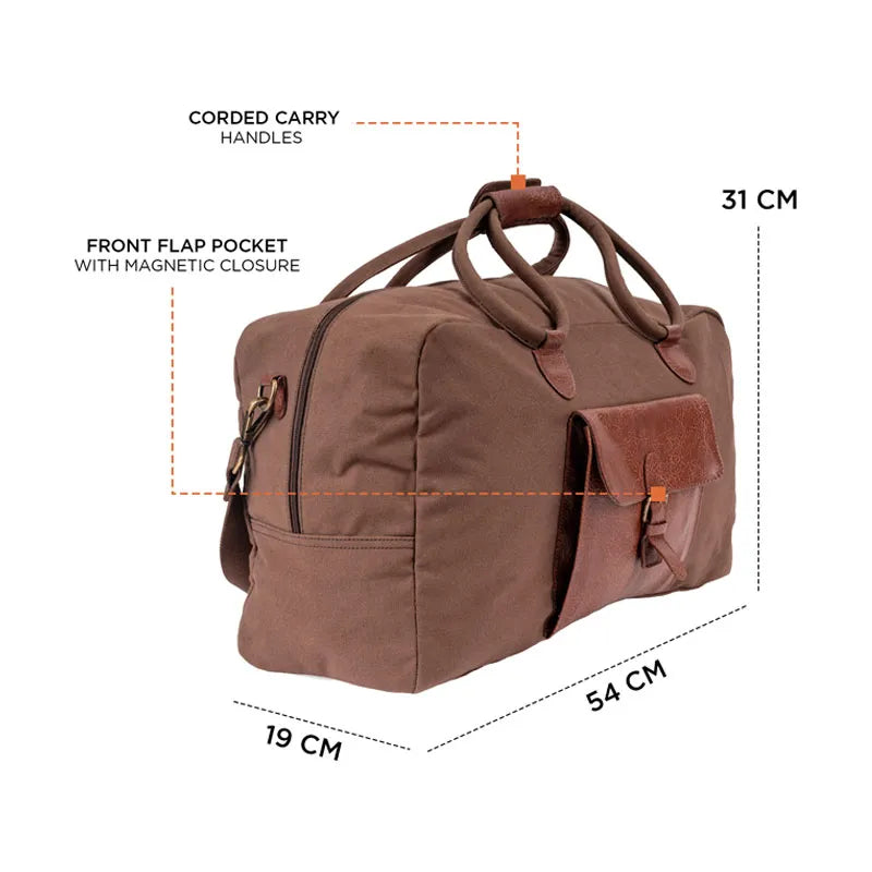 Cord Duffle Bag For Men & Women - Chocolate