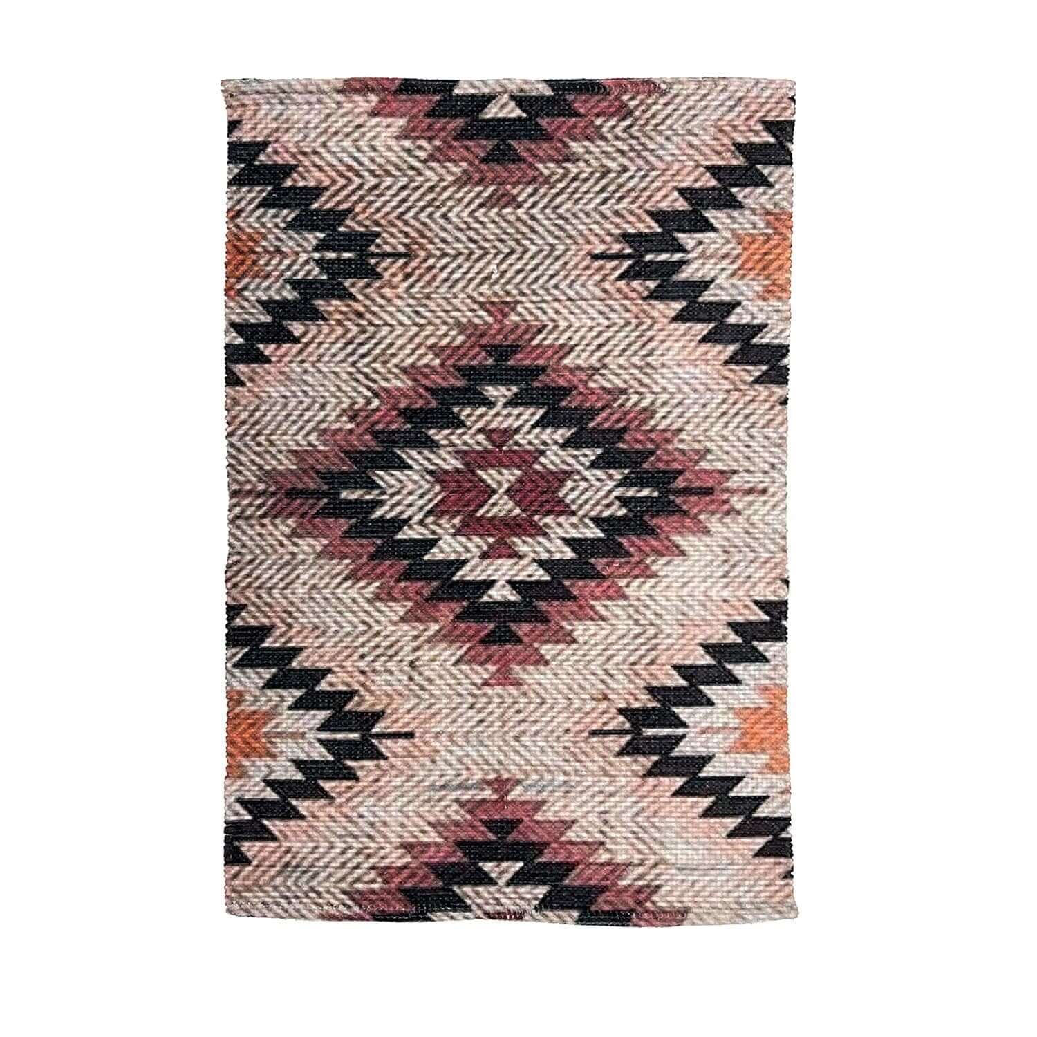 Mona B - Printed Vintage Dhurrie Carpet Rug Runner Floor Mat for Living Room Bedroom: 2 X 3 Feet Multi Color - PR-107 (2436)