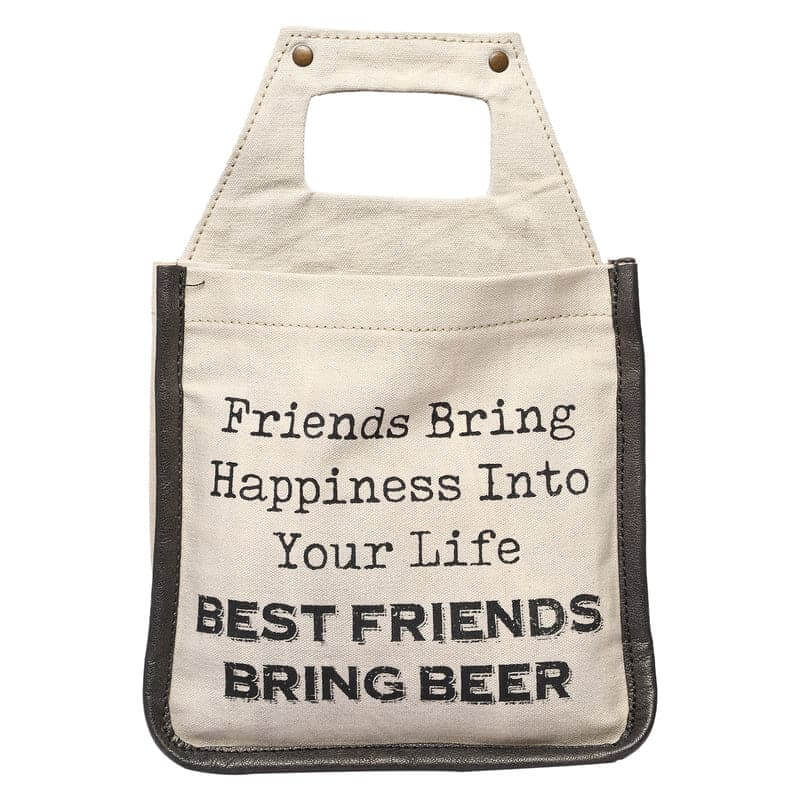 Mona B - 100% Canvas Beer 6 Pack Carrier, Caddy, Holder, Tote, Basket, Bottle Holder (Best Friends)