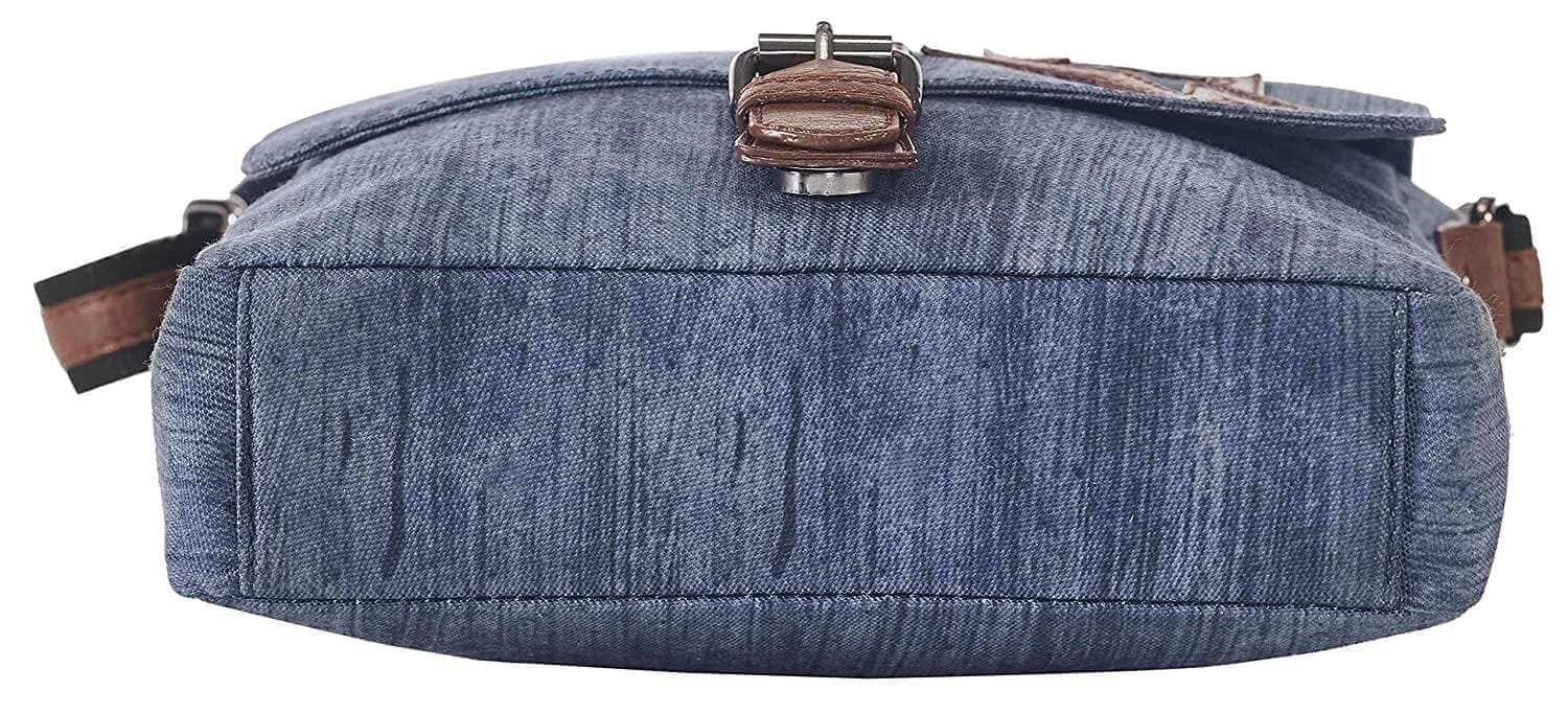 Mona B - Blue Medium Canvas Messenger Crossbody Bag with Stylish Design for Women and Men