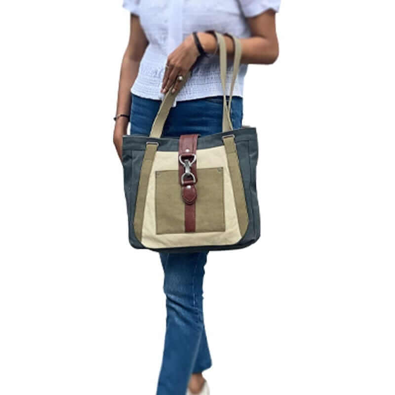 Mona B - Canvas Handbag for Women | Zipper Tote Bag for Shopping, Travel | Shoulder Bags for Women (Multi-Coloured) - M-4511