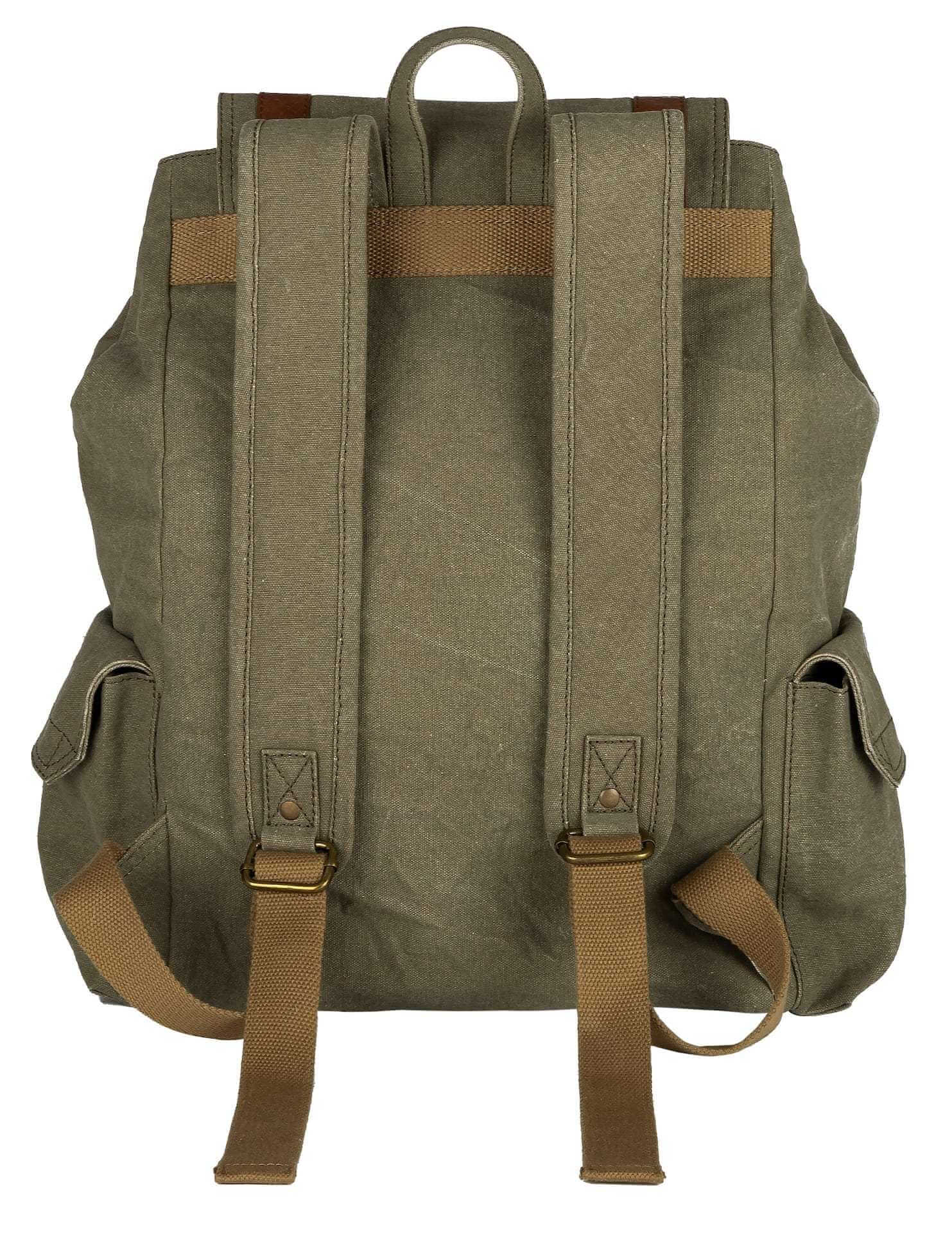 Mona B - Canvas large Back Pack with inside laptop compartment for Offices, Schools and Colleges for Men and Women (Moss) - MC-1001 C