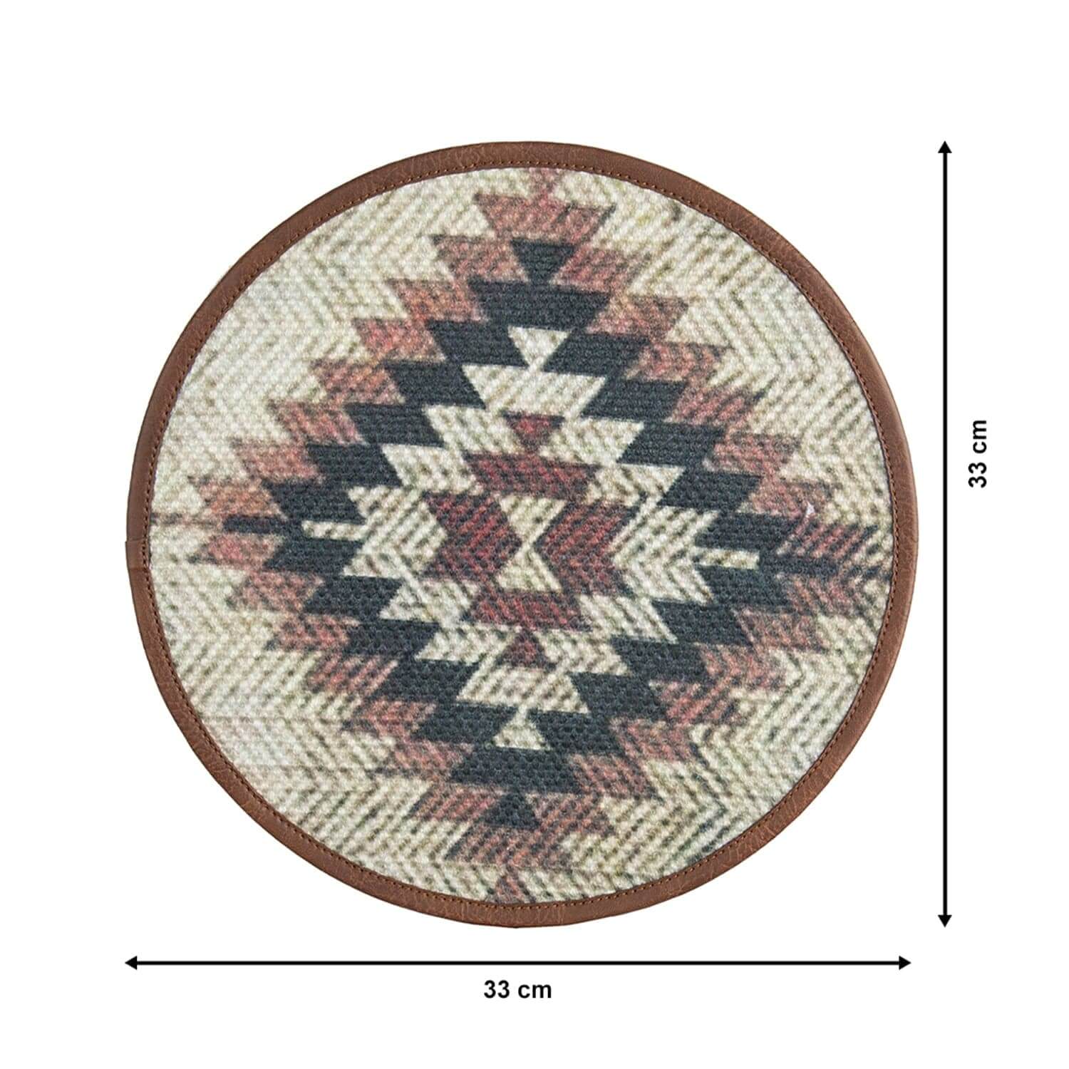 Mona B - Set of 2 Printed Mosaic Placemats, 13 INCH Round, Best for Bed-Side Table/Center Table, Dining Table/Shelves (Aztec)