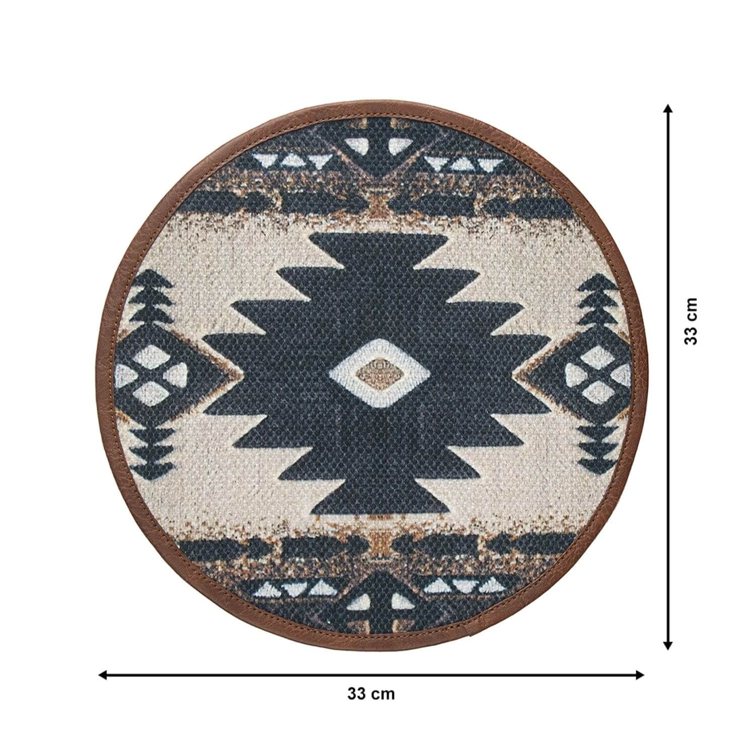 Mona B - Set of 2 Printed Mosaic Placemats, 13 INCH Round, Best for Bed-Side Table/Center Table, Dining Table/Shelves (Geo)