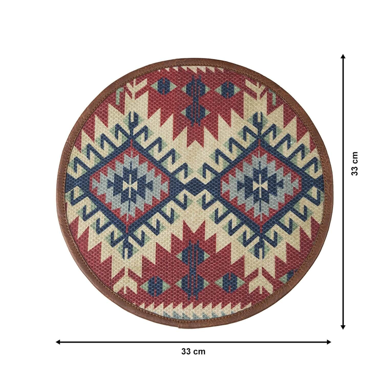 Mona B - Set of 2 Printed Mosaic Placemats, 13 INCH Round, Best for Bed-Side Table/Center Table, Dining Table/Shelves (Kilm)