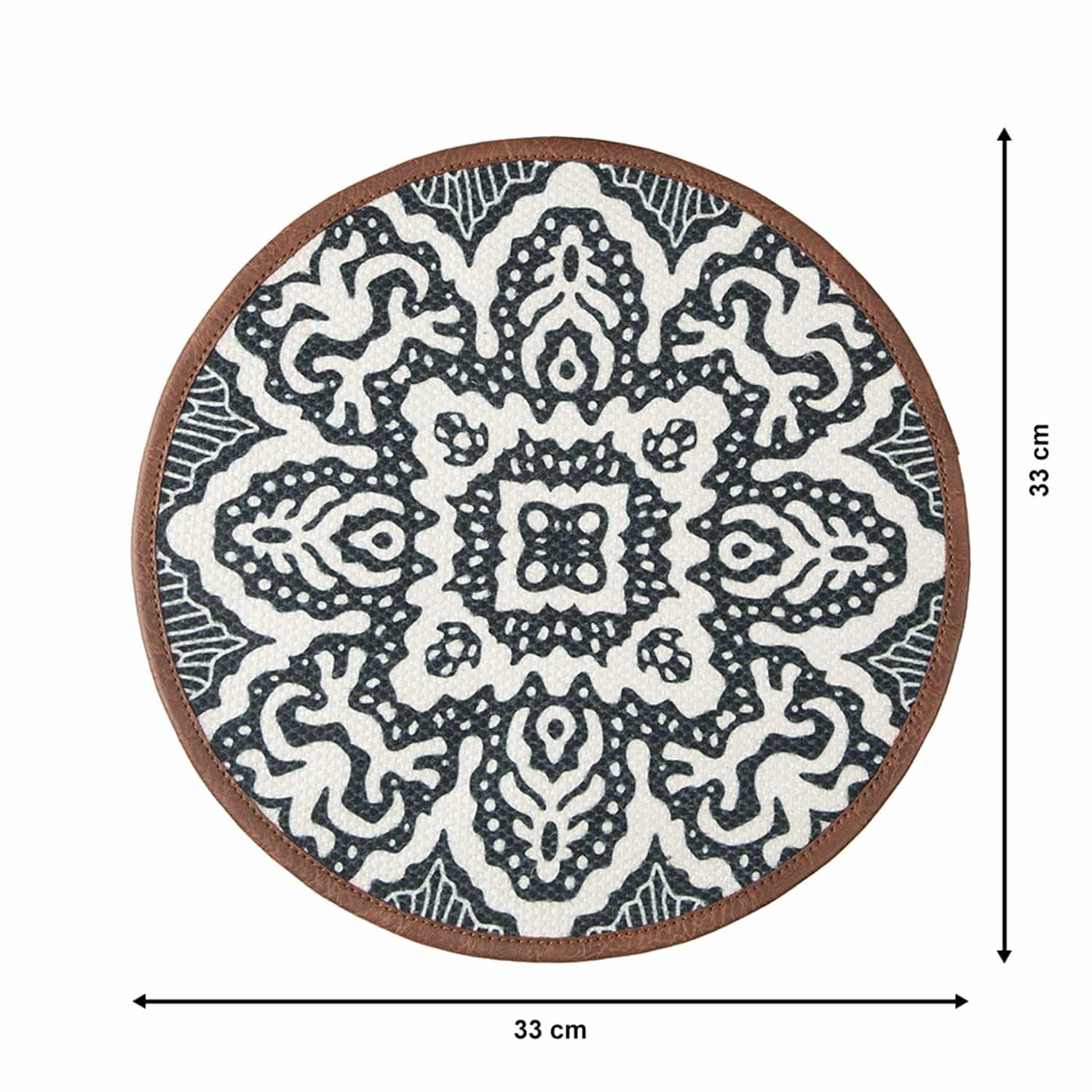 Mona B - Set of 2 Printed Mosaic Placemats, 13 INCH Round, Best for Bed-Side Table/Center Table, Dining Table/Shelves (Medallion)