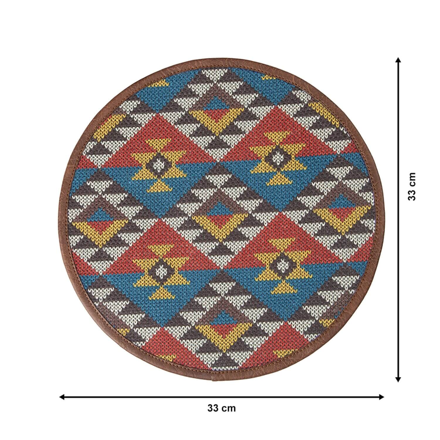 Mona B - Set of 2 Printed Mosaic Placemats, 13 INCH Round, Best for Bed-Side Table/Center Table, Dining Table/Shelves (Saffiano)