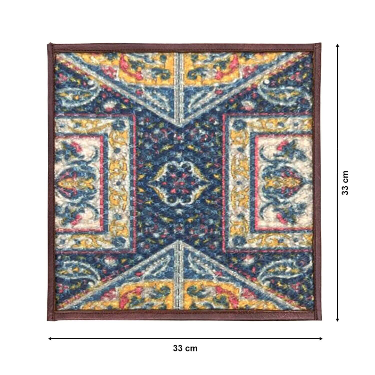 Mona B - Set of 2 Printed Placemats, 13 INCH Square, Best for Bed-Side Table/Center Table, Dining Table/Shelves- PP-101