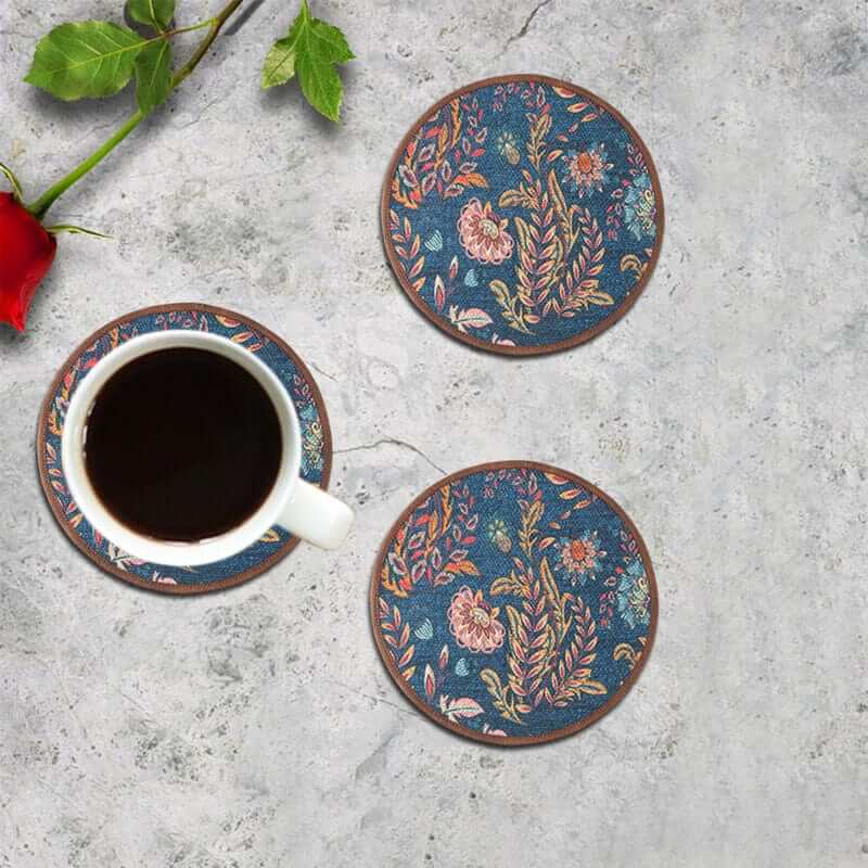 Mona B - Set of 4 Printed Amelia Coasters, 4.5 INCH Round, Best for Bed-Side Table/Center Table, Dining Table (Amelia)