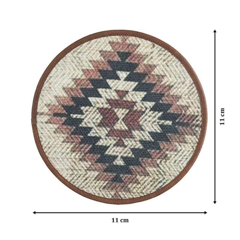 Mona B - Set of 4 Printed Amelia Coasters, 4.5 INCH Round, Best for Bed-Side Table/Center Table, Dining Table (Aztec)