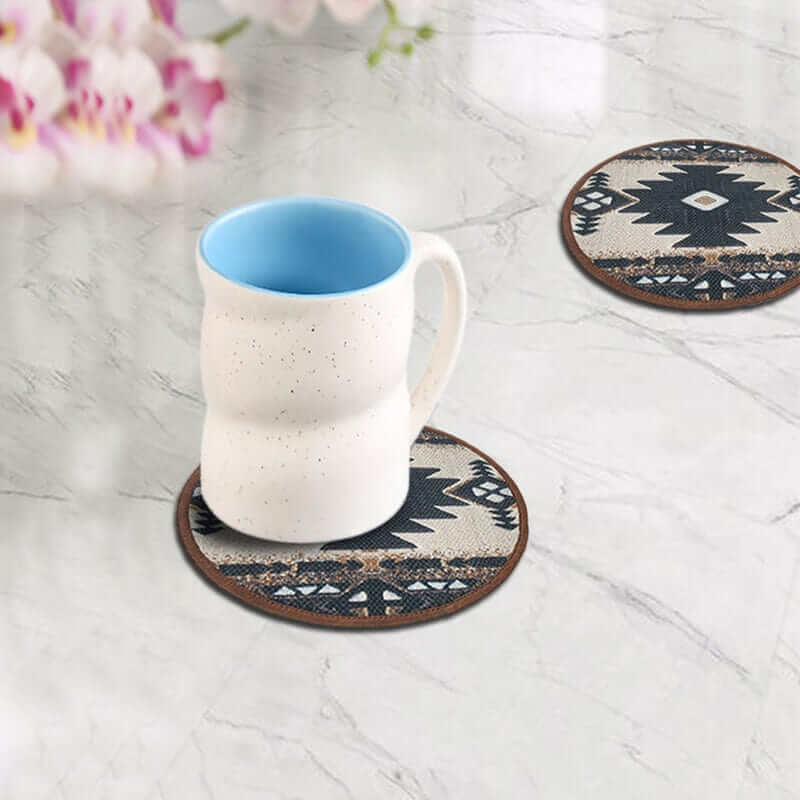 Mona B - Set of 4 Printed Amelia Coasters, 4.5 INCH Round, Best for Bed-Side Table/Center Table, Dining Table (Geo)