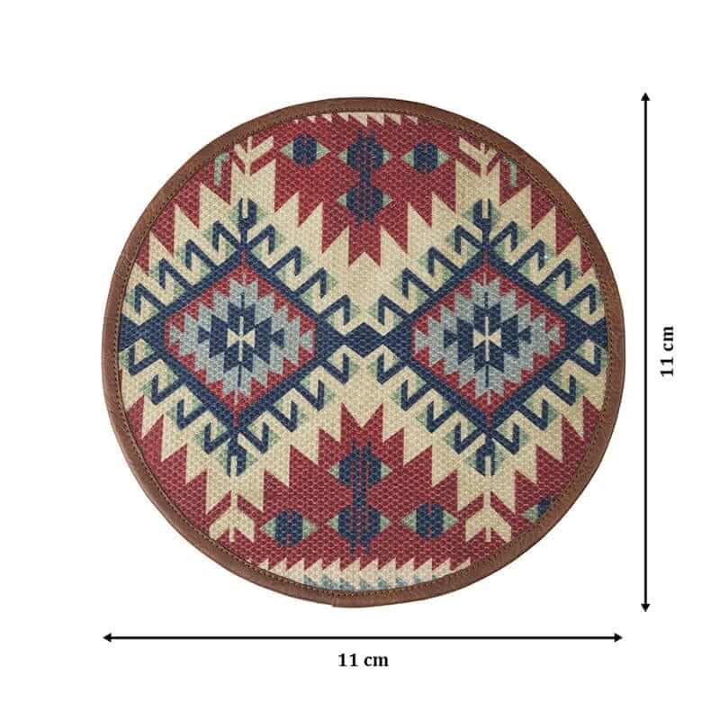 Mona B - Set of 4 Printed Amelia Coasters, 4.5 INCH Round, Best for Bed-Side Table/Center Table, Dining Table (Kilm)