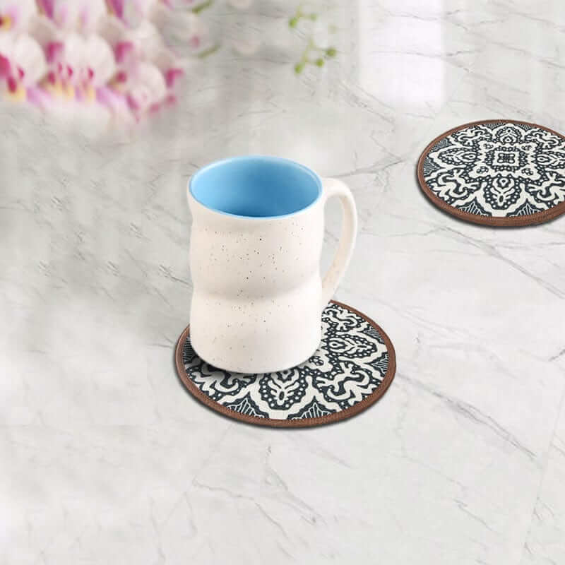 Mona B - Set of 4 Printed Amelia Coasters, 4.5 INCH Round, Best for Bed-Side Table/Center Table, Dining Table (Medallion)