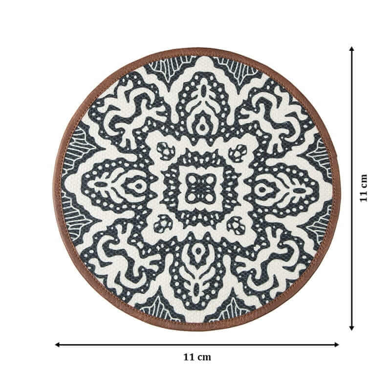 Mona B - Set of 4 Printed Amelia Coasters, 4.5 INCH Round, Best for Bed-Side Table/Center Table, Dining Table (Medallion)