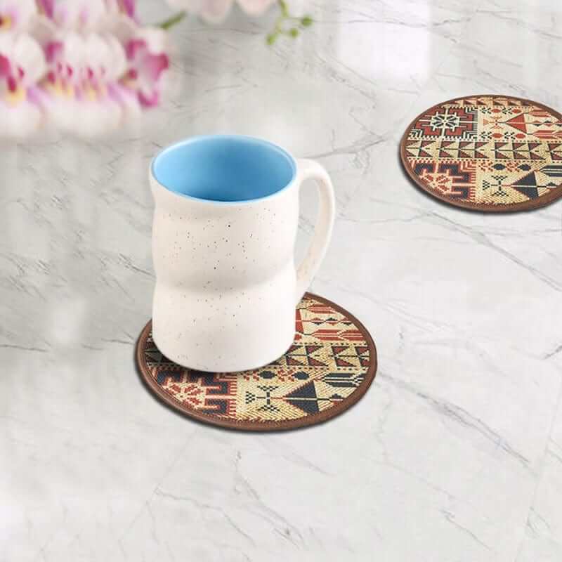 Mona B - Set of 4 Printed Amelia Coasters, 4.5 INCH Round, Best for Bed-Side Table/Center Table, Dining Table (Mosaic)